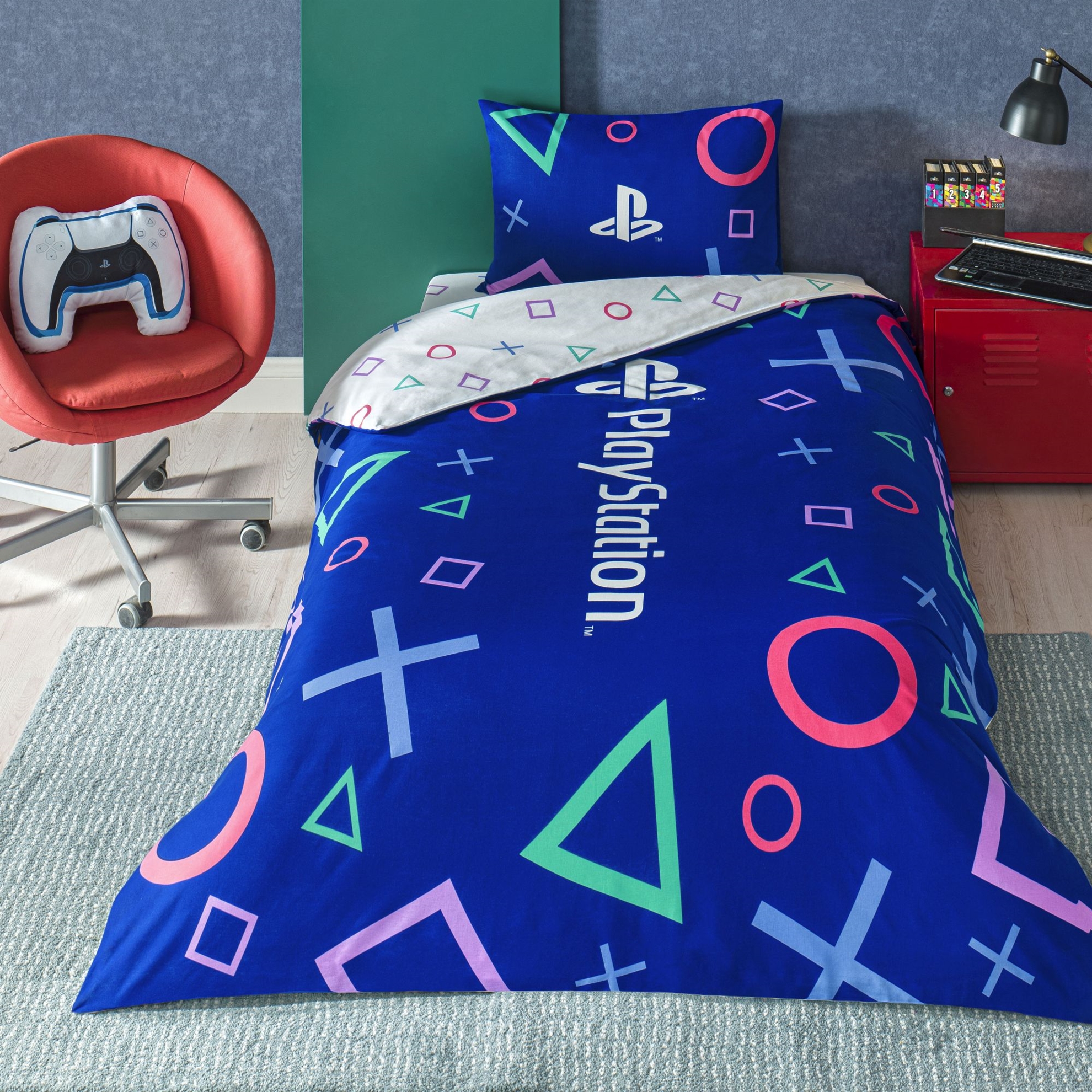 resm Taç Lisanslı Playstation Tek Kişilik Pamuk Nevresim Takımı 100