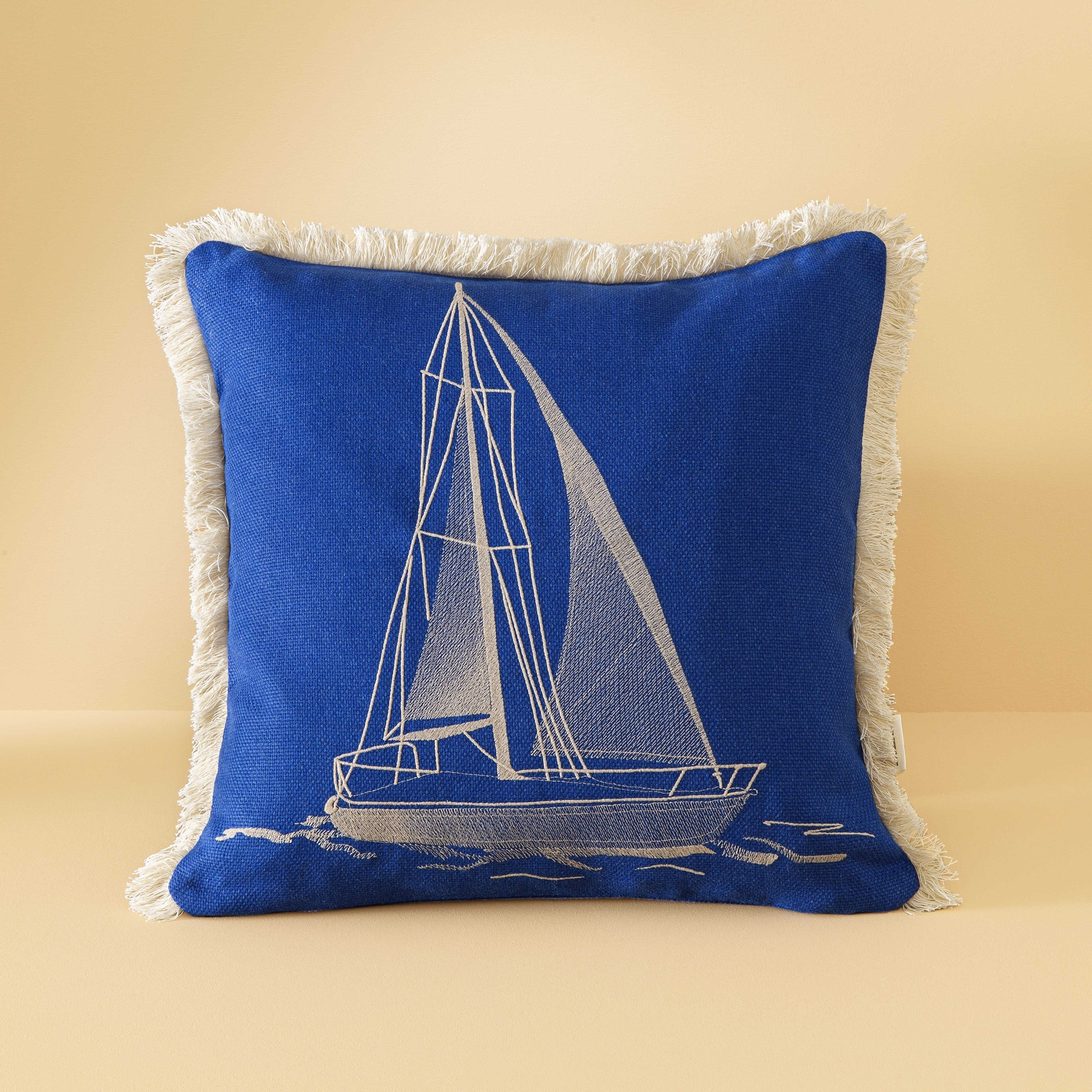 resm Taç Butik Nakışlı Bodrum Polyester Kırlent Lacivert