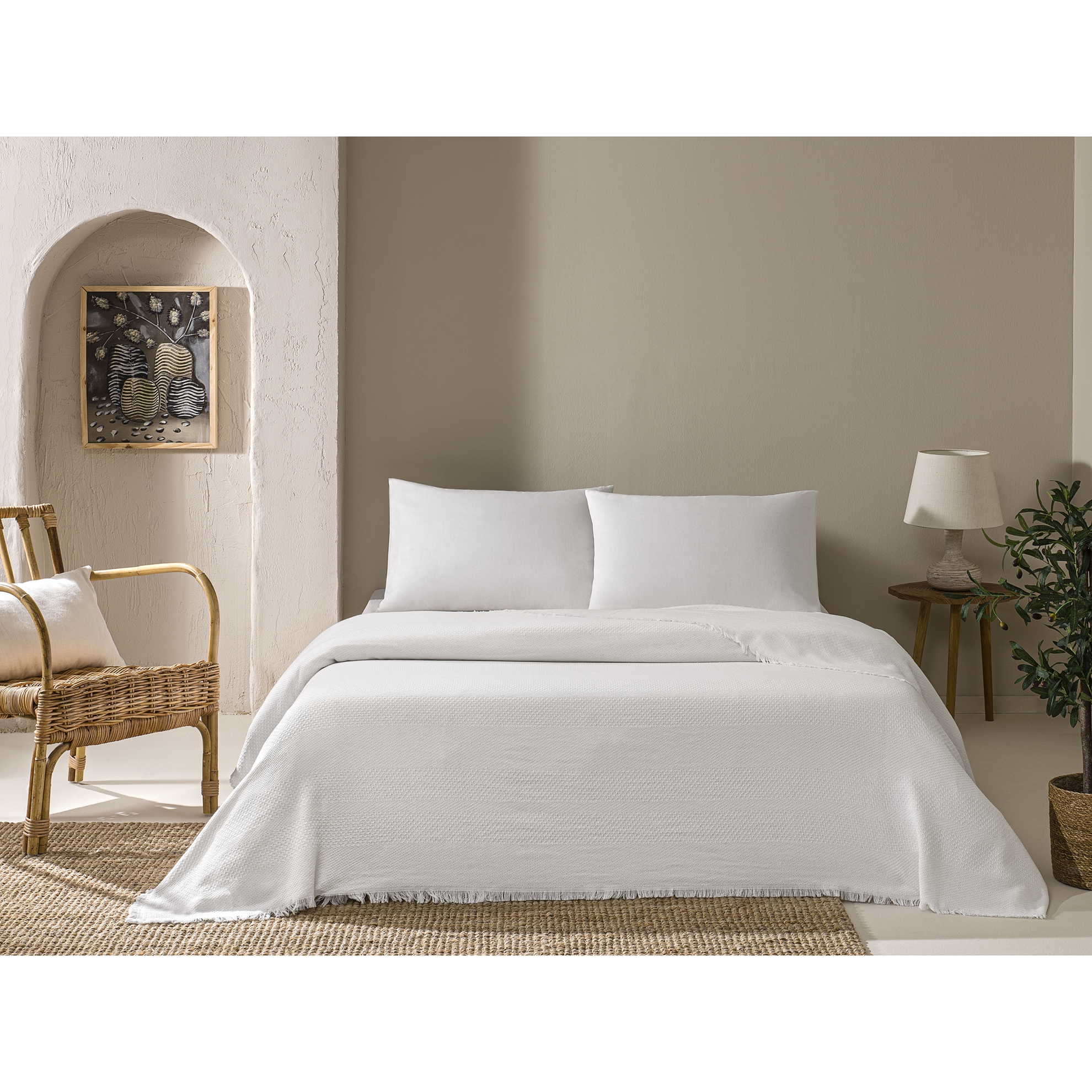 resm Linens Comet Pike Çift Kişilik Beyaz