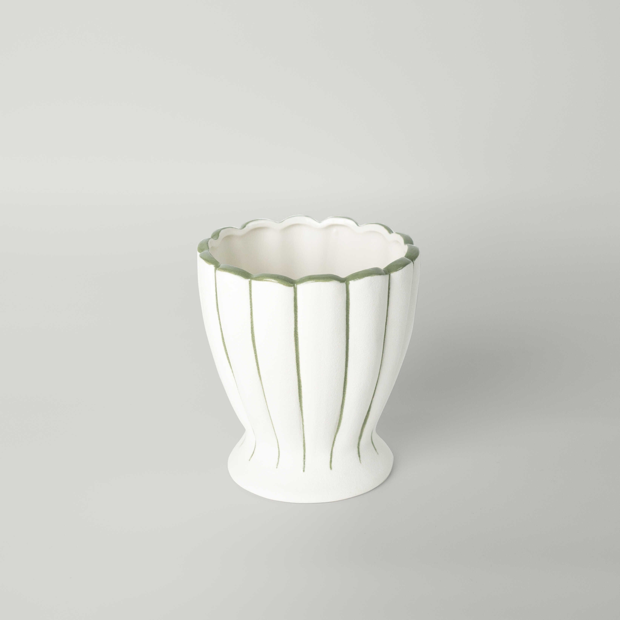 resm Linens Miya 14x13,5x15,5 cm Vazo Beyaz Yeşil