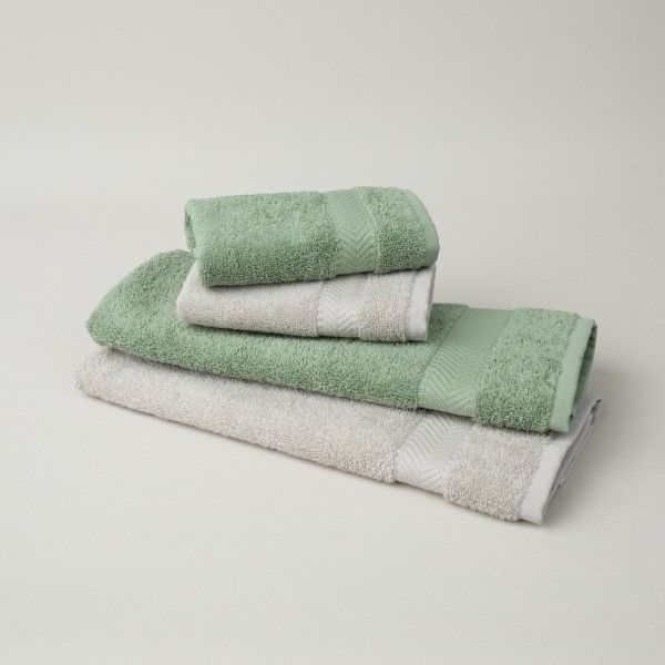 resm Linens Vita 4'lü Pamuk El/Yüz havlusu Seti Haki/Gri