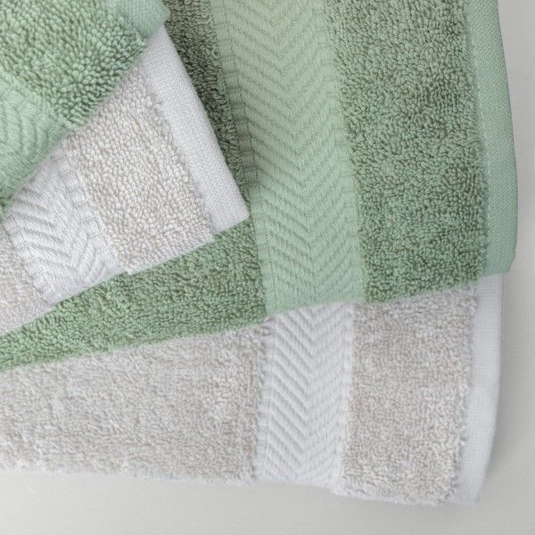 resm Linens Vita 4'lü Pamuk El/Yüz havlusu Seti Haki/Gri