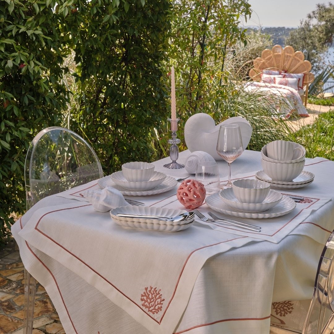 resm Linens Coral Kayık Tabak 23x11 cm Ekru