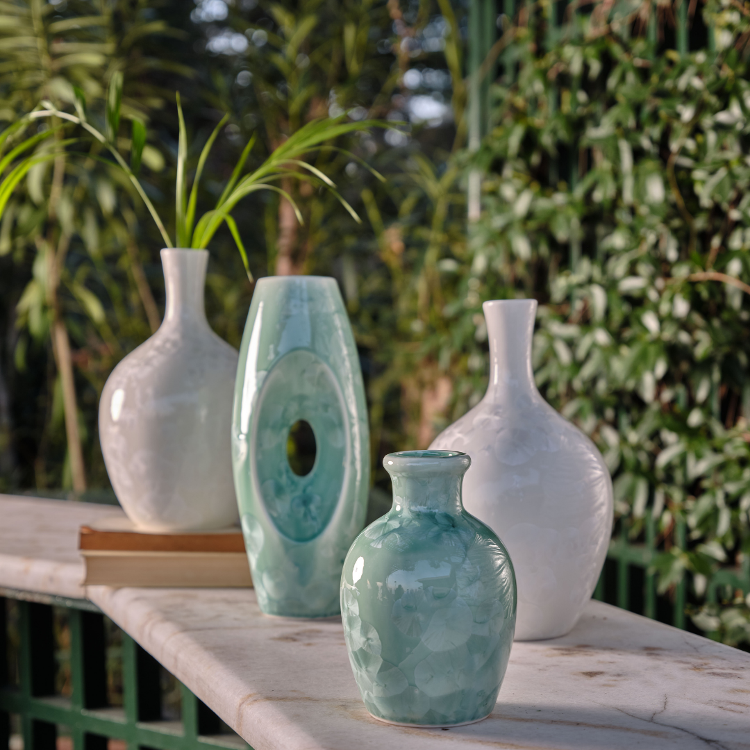 resm Linens Pearl Porselen 12x12x17,5 cm Vazo Yeşil