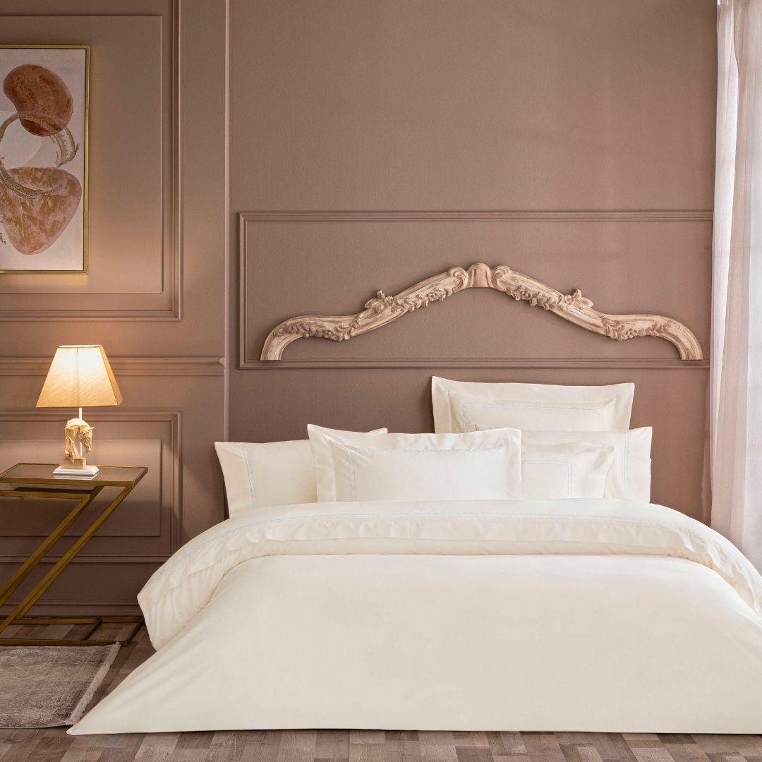 resm Valeron Amelia Saten King Nevresim Takımı Mavi