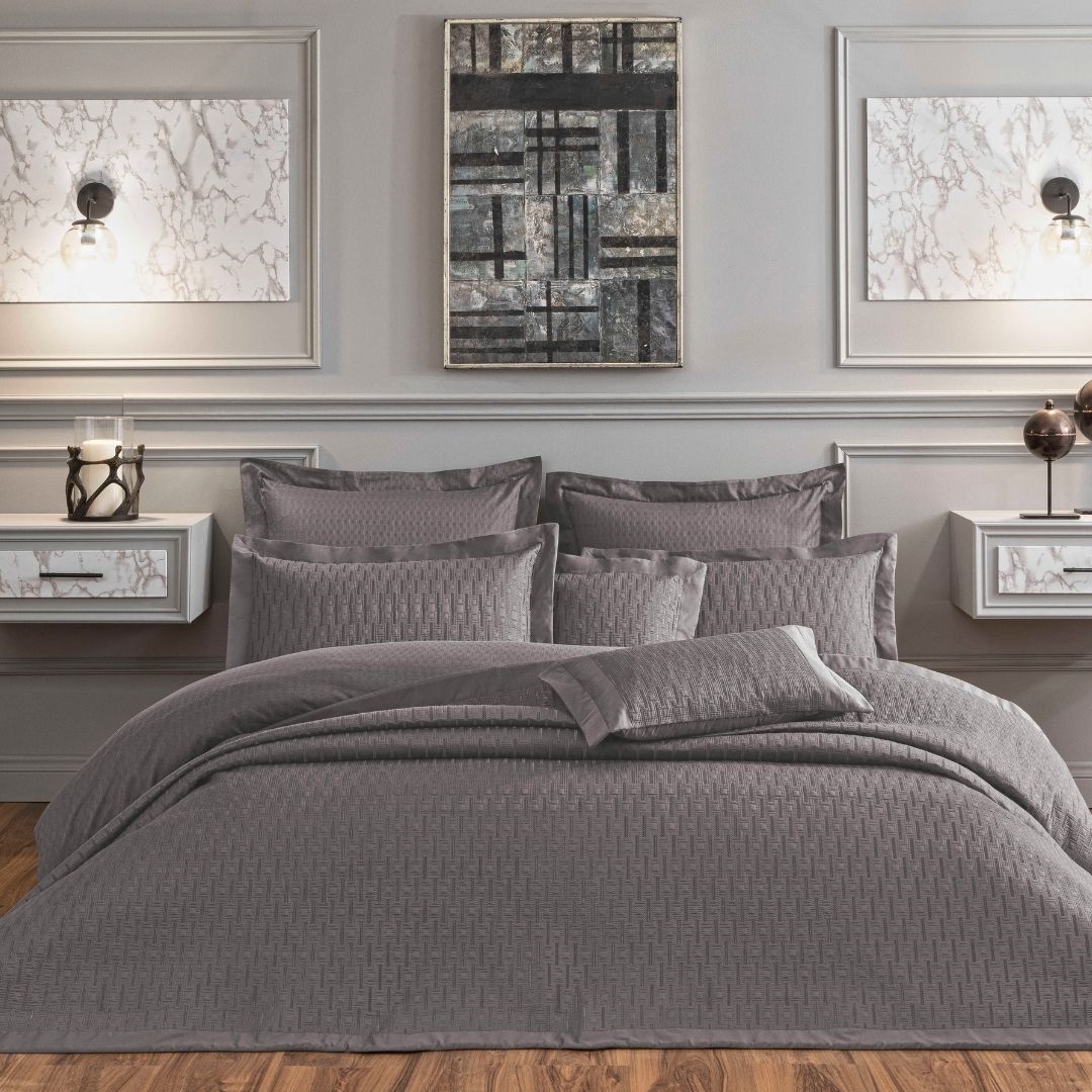 resm Valeron Cole Çift Kişilik Yatak Örtüsü Seti Antrasit