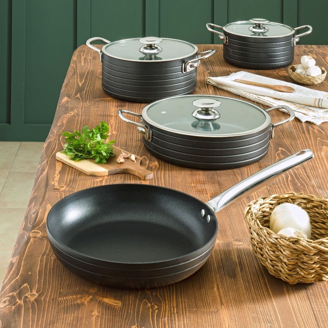 resm Pierre Cardin Diamond Graniks Siyah 7 Parça Tencere Seti