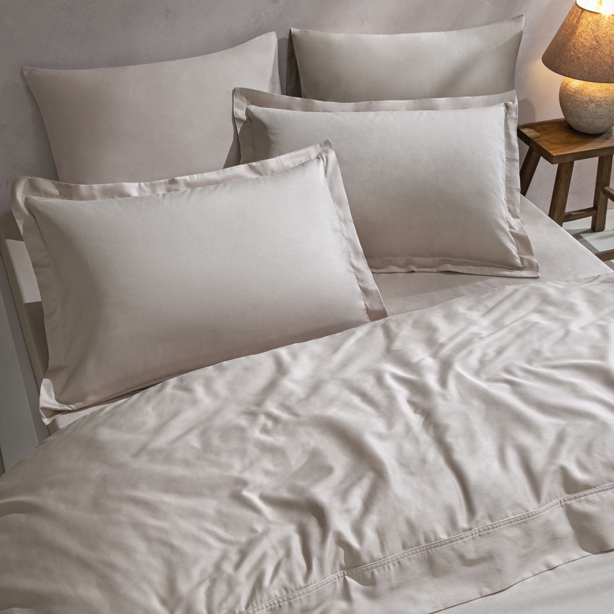 resm Linens Mix&Match Pamuk Saten Queen Size Lastikli Çarşaf Taş