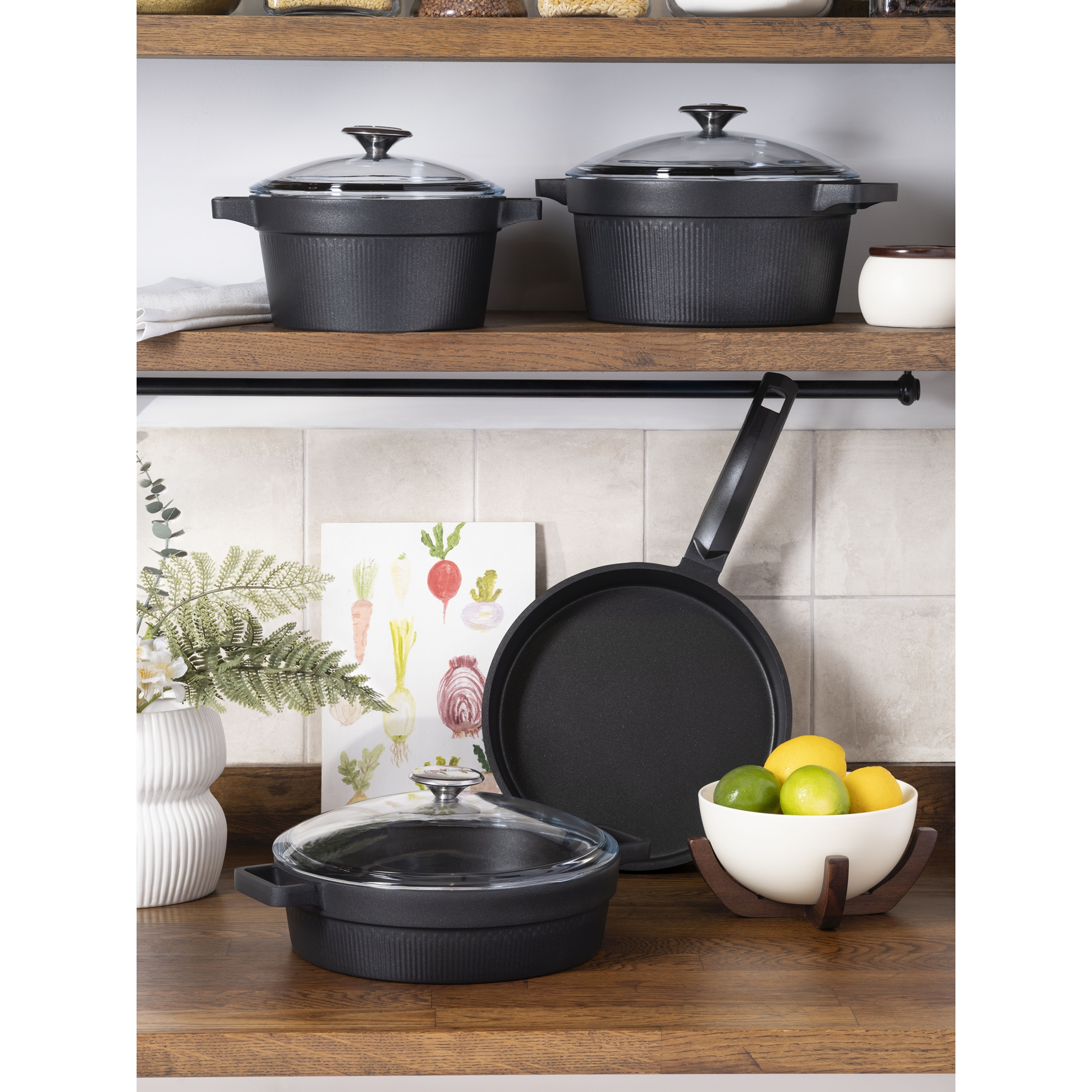 resm Pierre Cardin Ultra Graniks Siyah 7 Parça Tencere Seti