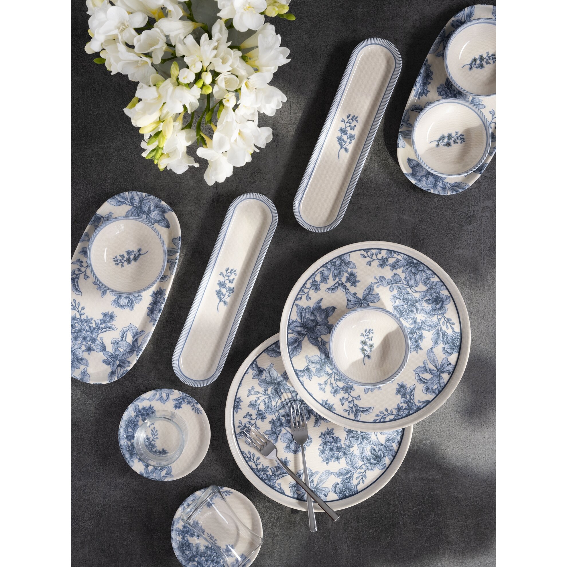 resm Pierre Cardin Isla Blue Porselen 28 Parça Kahvaltı Takımı