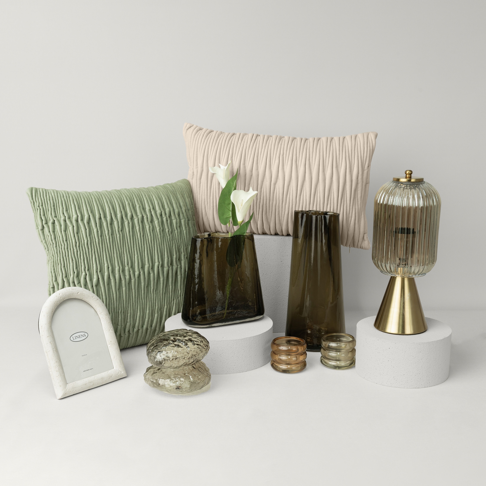 resm Linens Fiddle 45x45 cm Kırlent Kılıfı Bej