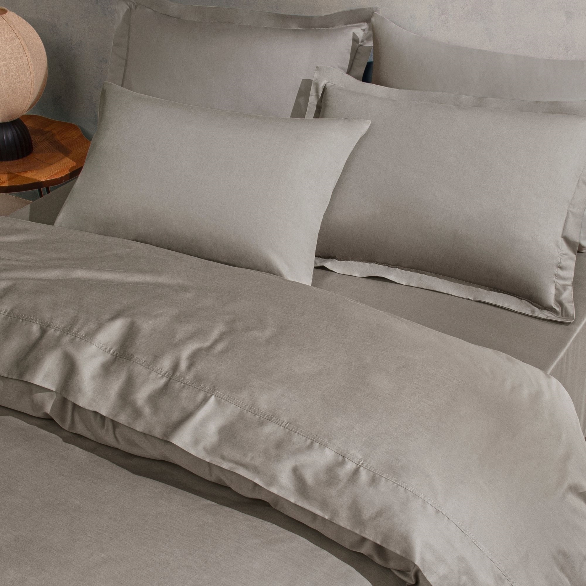 resm Linens Mix&Match Pamuk Saten Çift Kişilik Nevresim Kılıfı Vizon