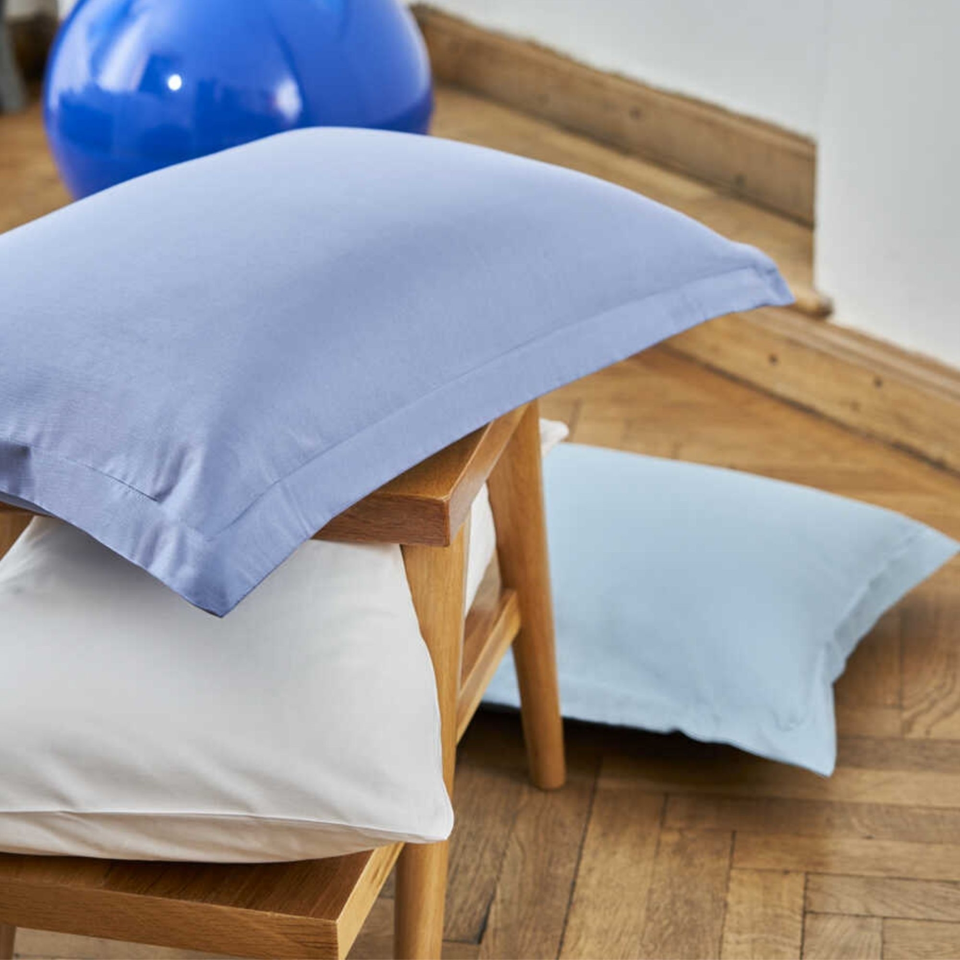 resm Linens Mix&Match Pamuk Saten 2'li Volanlı Yastık Kılıfı Seti İndigo