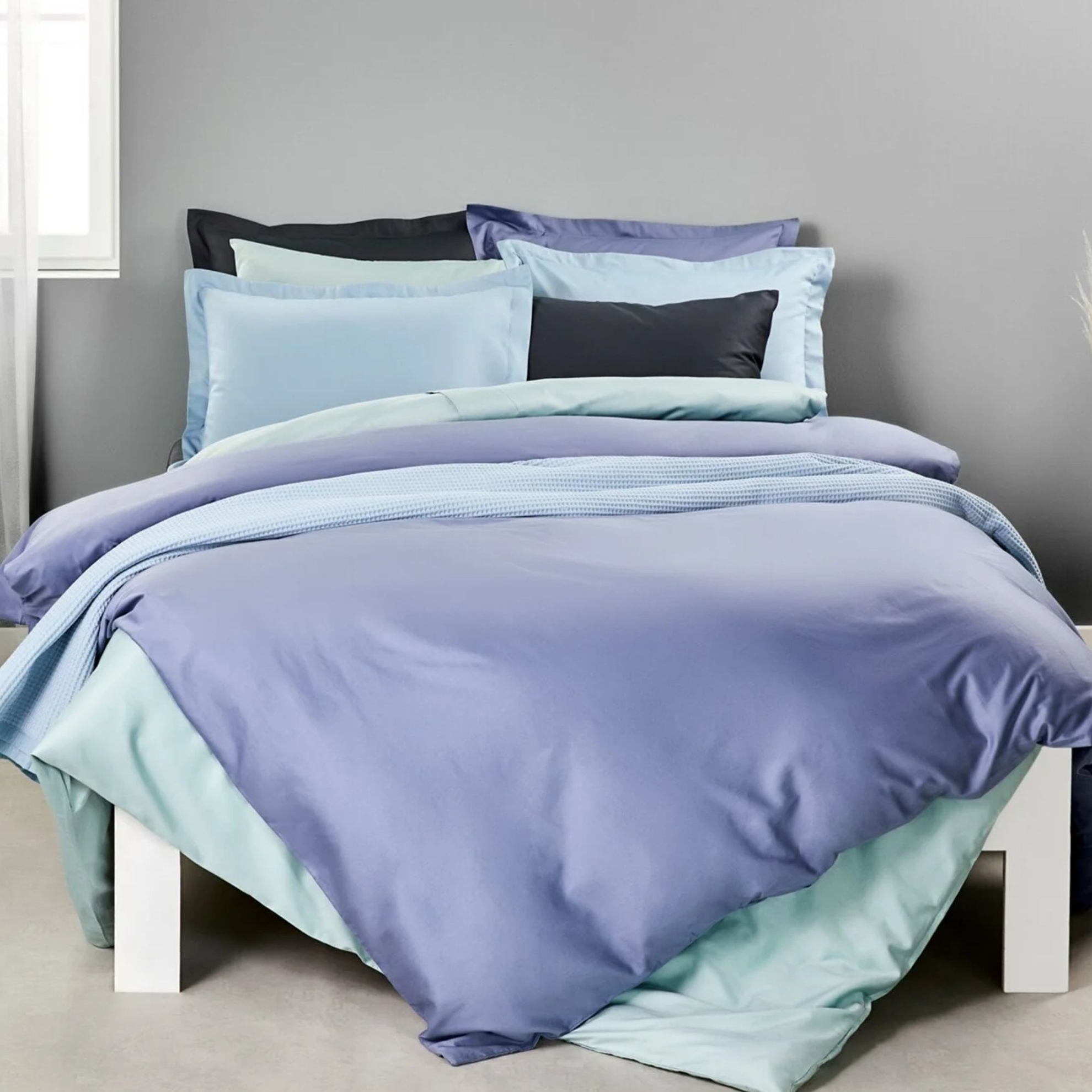 resm Linens Mix&Match Pamuk Tek Kişilik Saten Nevresim Kılıfı Mavi