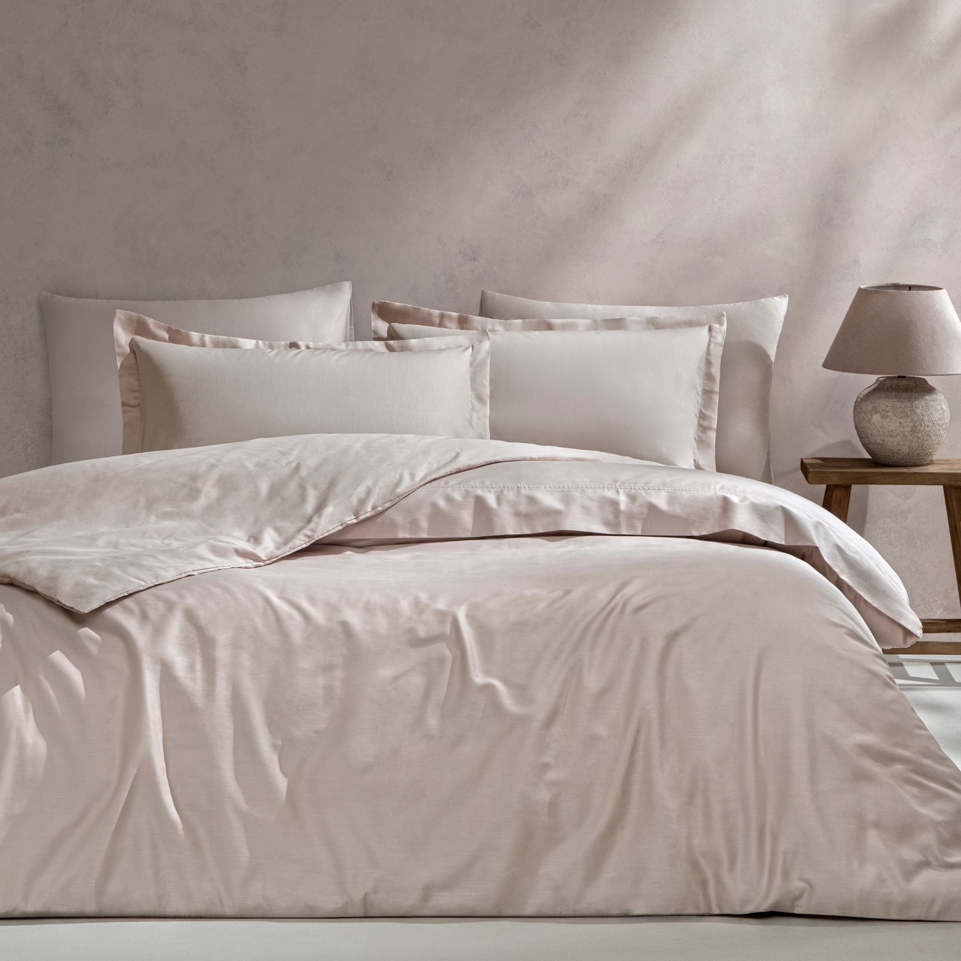 resm Linens Mix&Match Pamuk Saten King Size Nevresim Kılıfı Taş