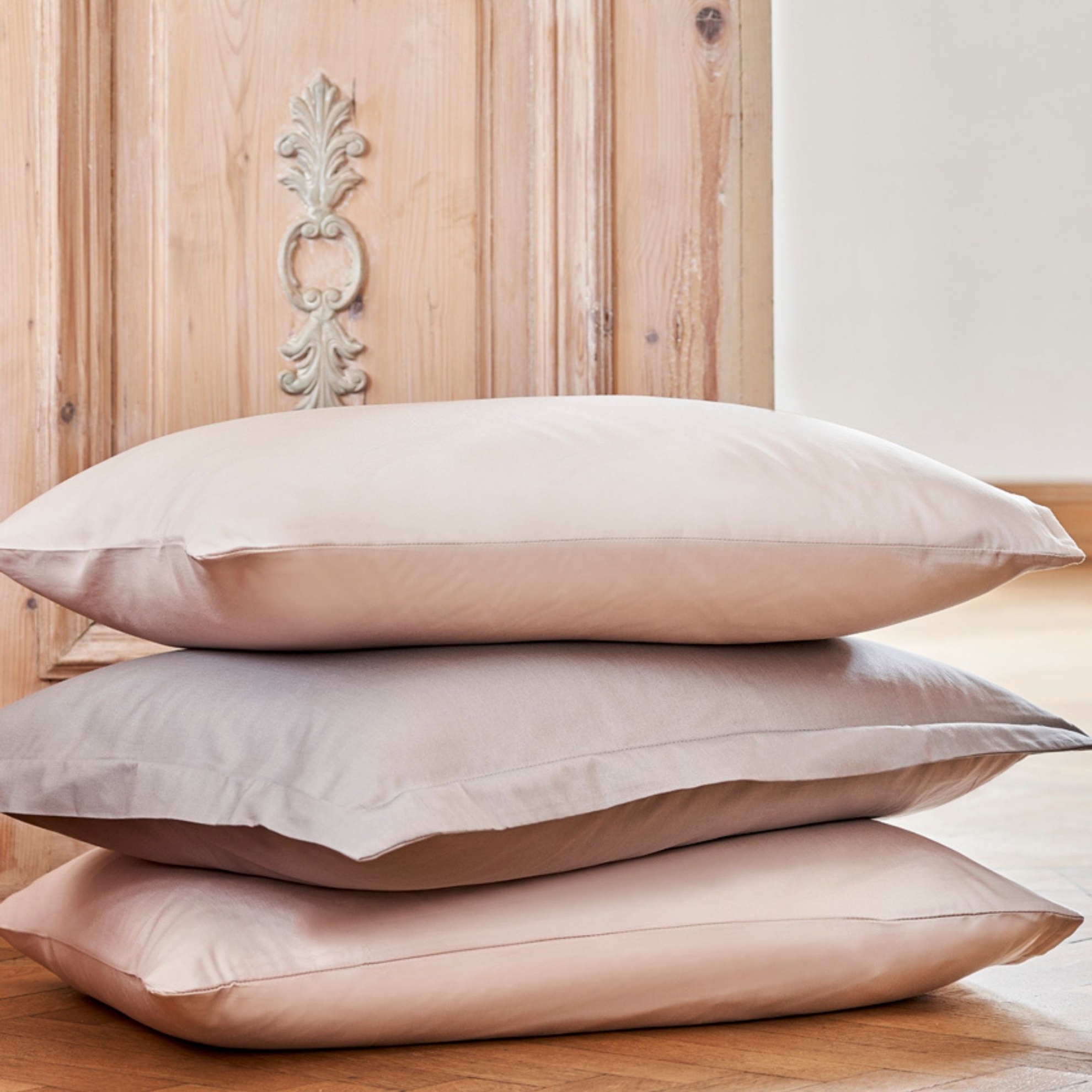 resm Linens Mix&Match Pamuk Saten 2'li Standart Yastık Kılıfı Seti Taş