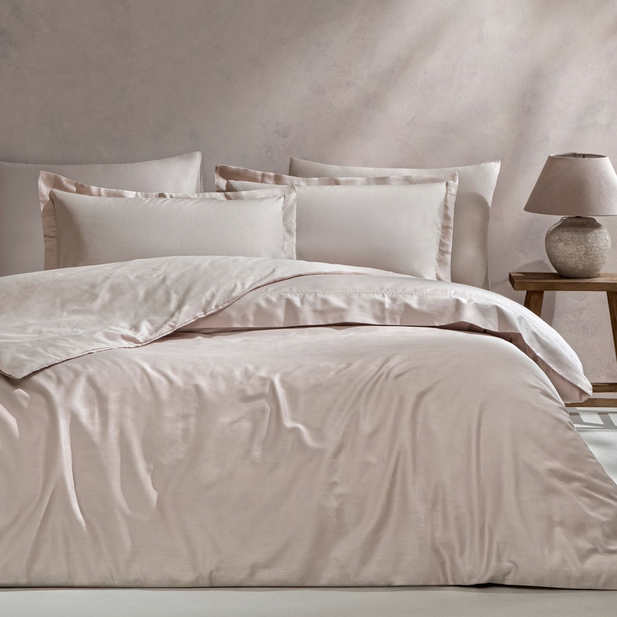 resm Linens Mix&Match Pamuk Saten 2'li Standart Yastık Kılıfı Seti Taş