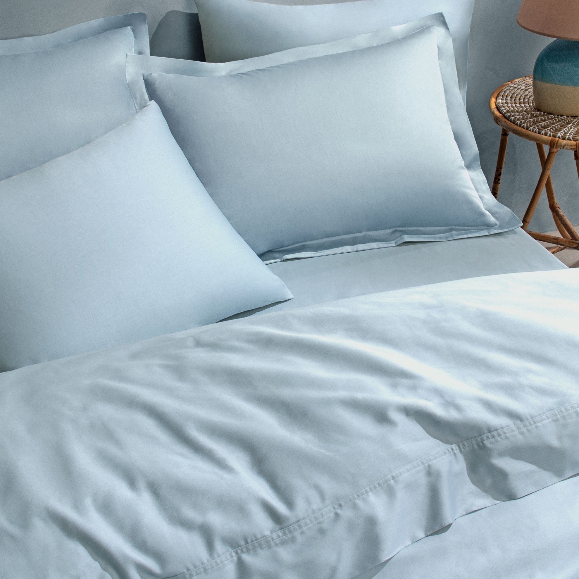 resm Linens Mix&Match Pamuk Saten Çift Kişilik Lastikli Çarşaf Mavi