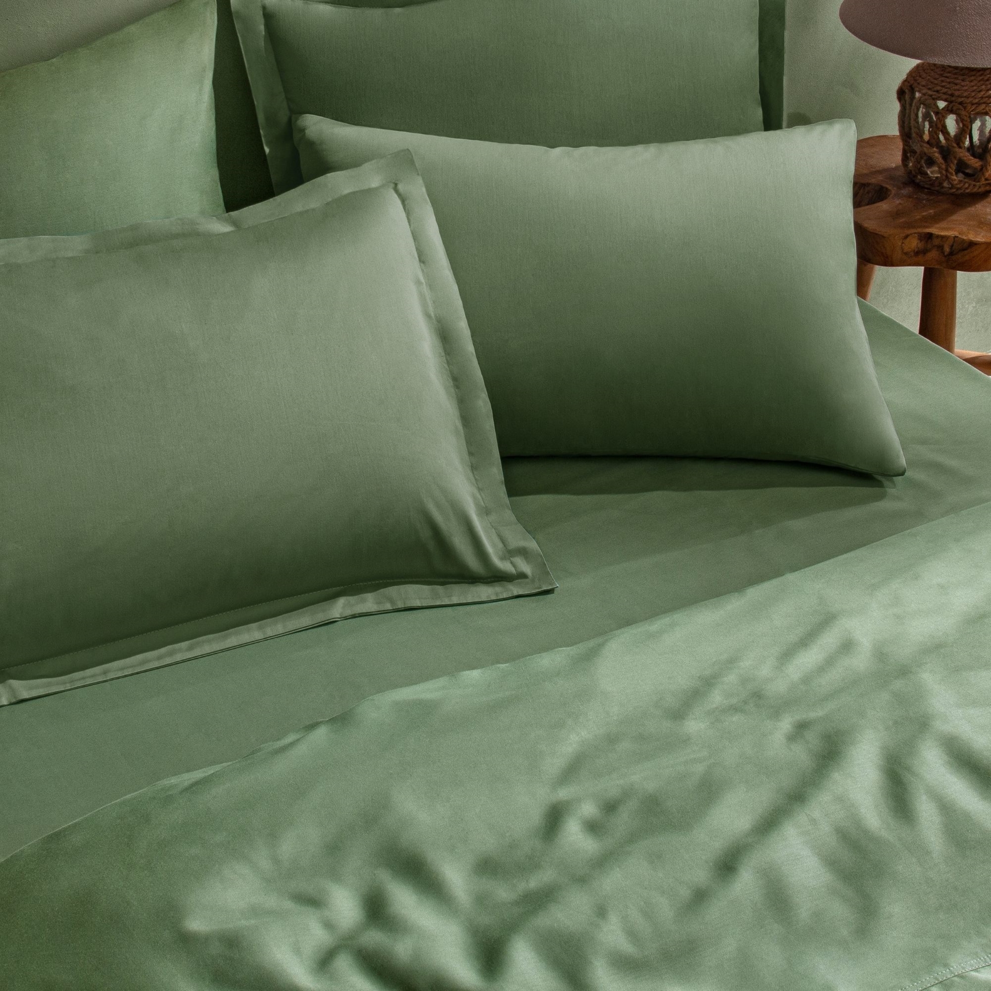 resm Linens Mix&Match Pamuk Saten Çift Kişilik Çarşaf Koyu Yeşil