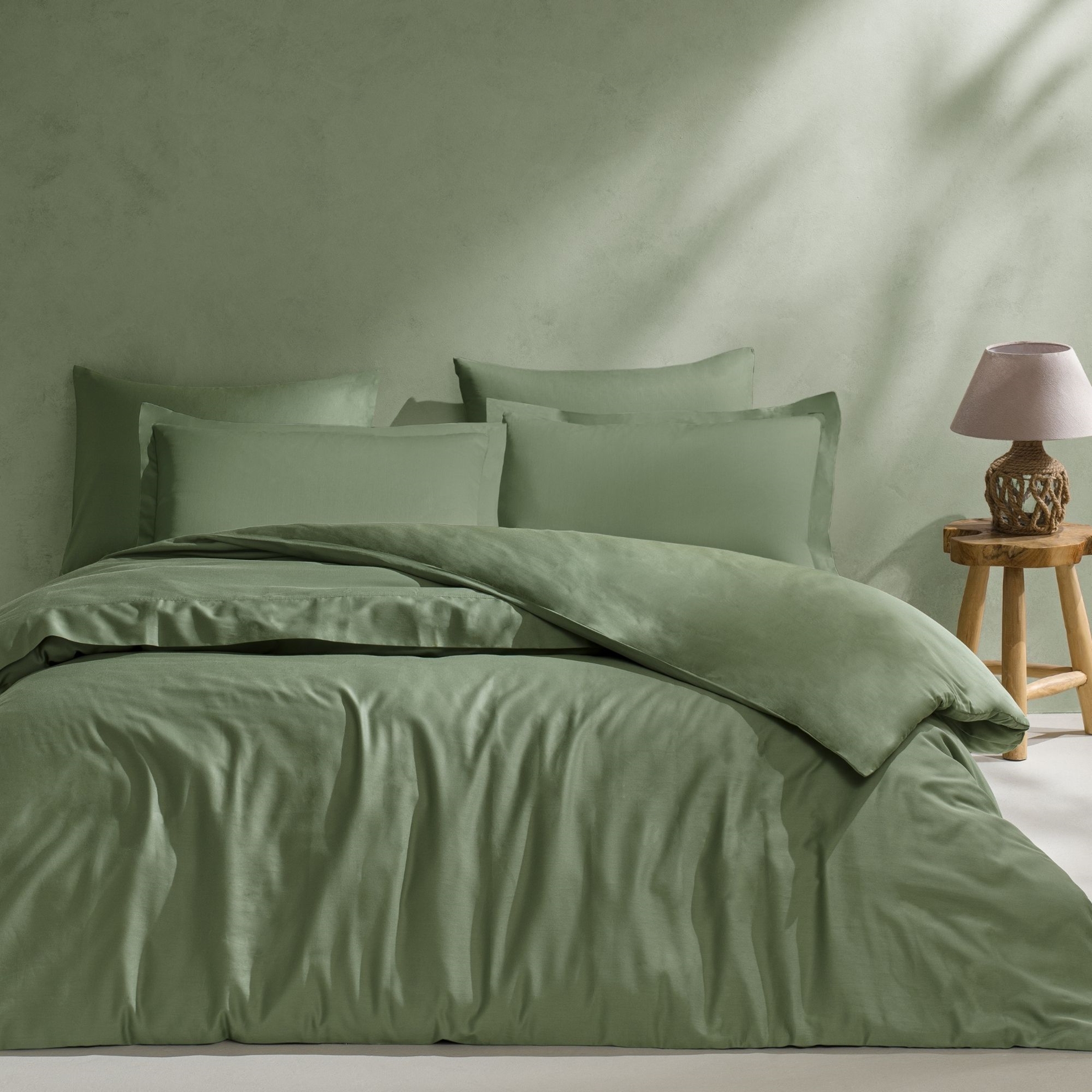 resm Linens Mix&Match Pamuk Saten Çift Kişilik Çarşaf Koyu Yeşil