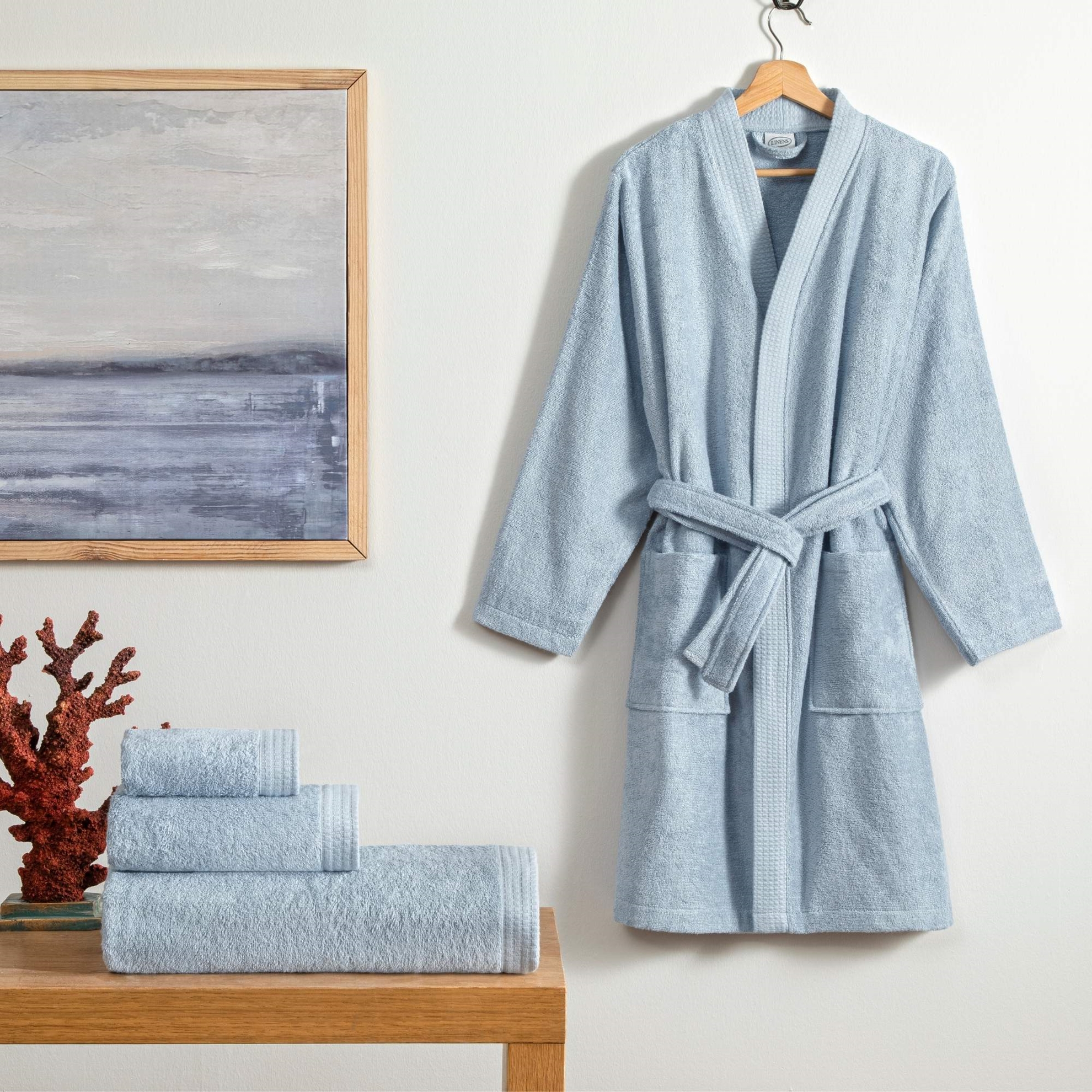 resm Linens Cozy Bambu S/M Bornoz Mavi