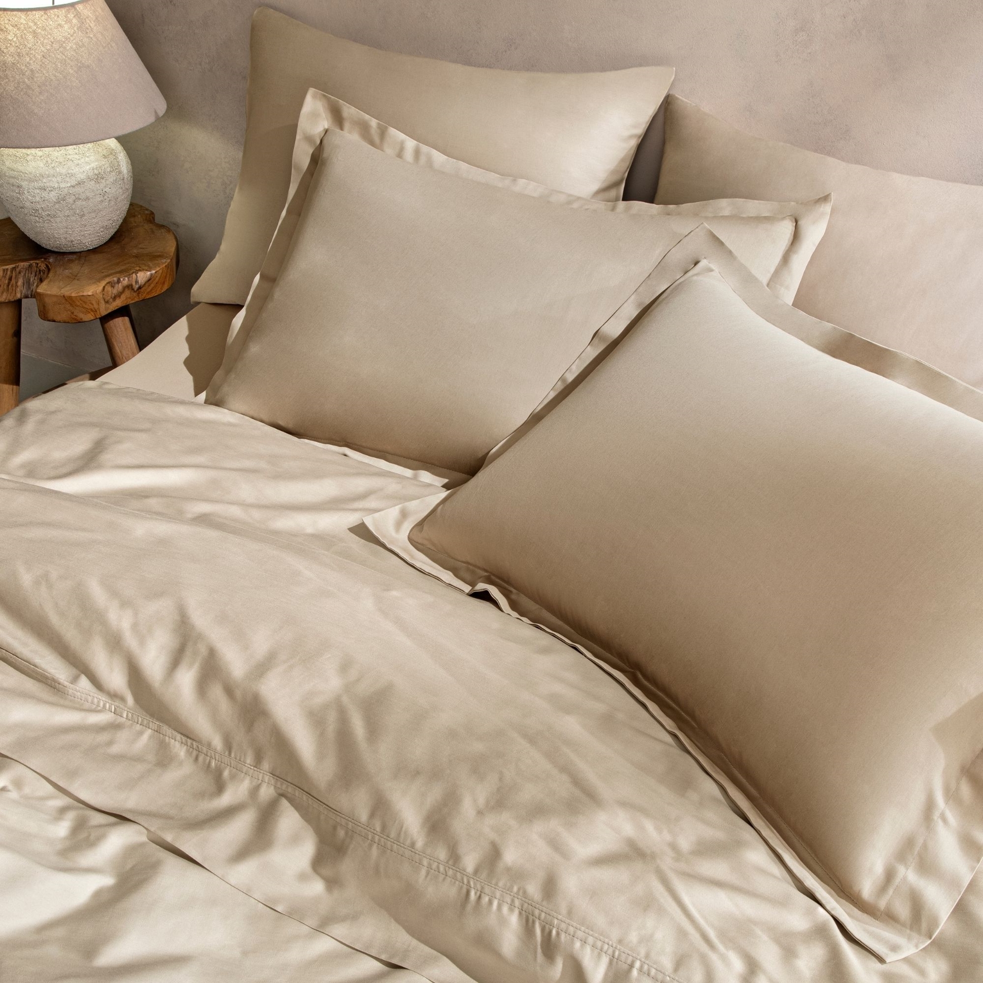 resm Linens Mix&Match Pamuk Tek Kişilik Saten Nevresim Kılıfı Camel