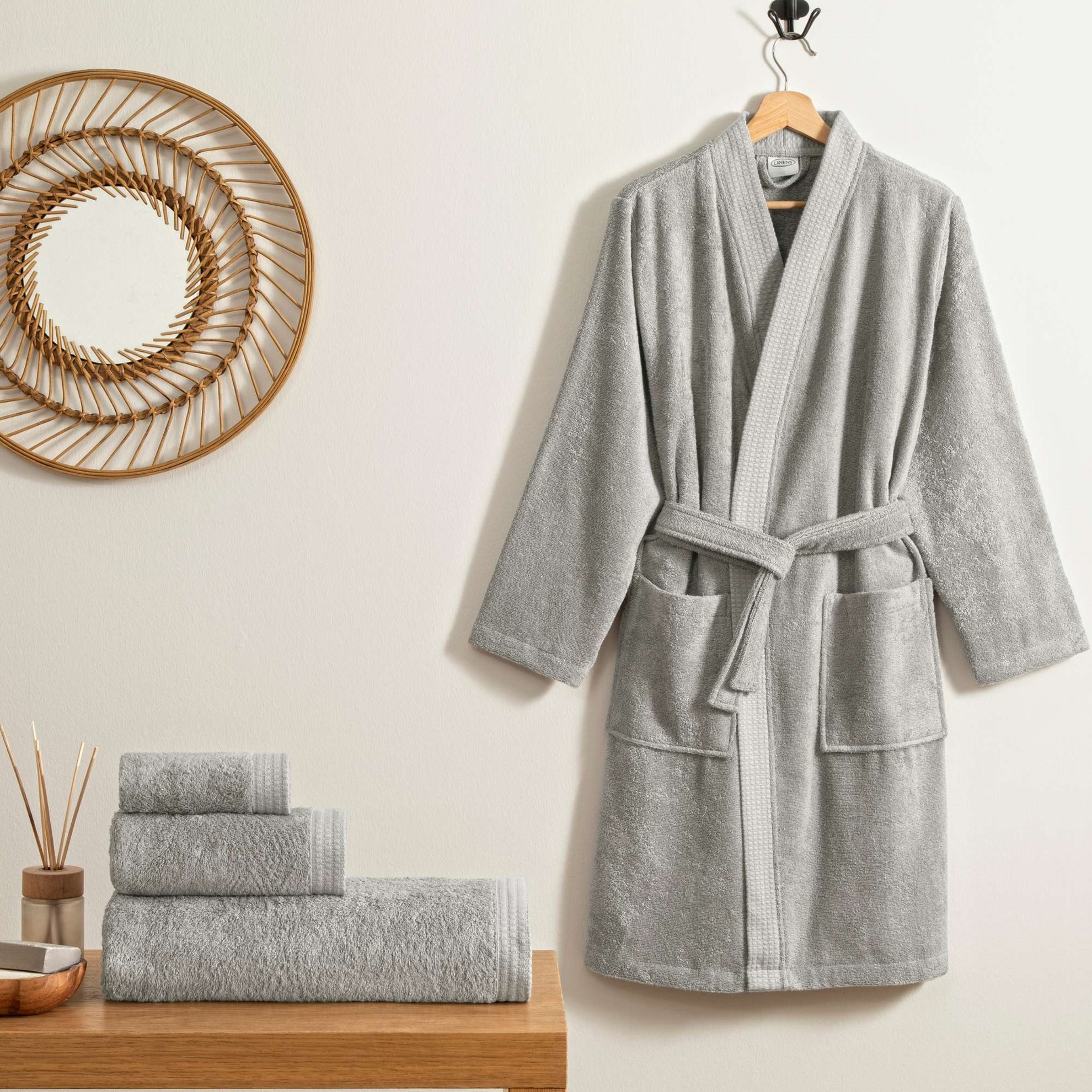 resm Linens Cozy Bambu S/M Bornoz Koyu Gri