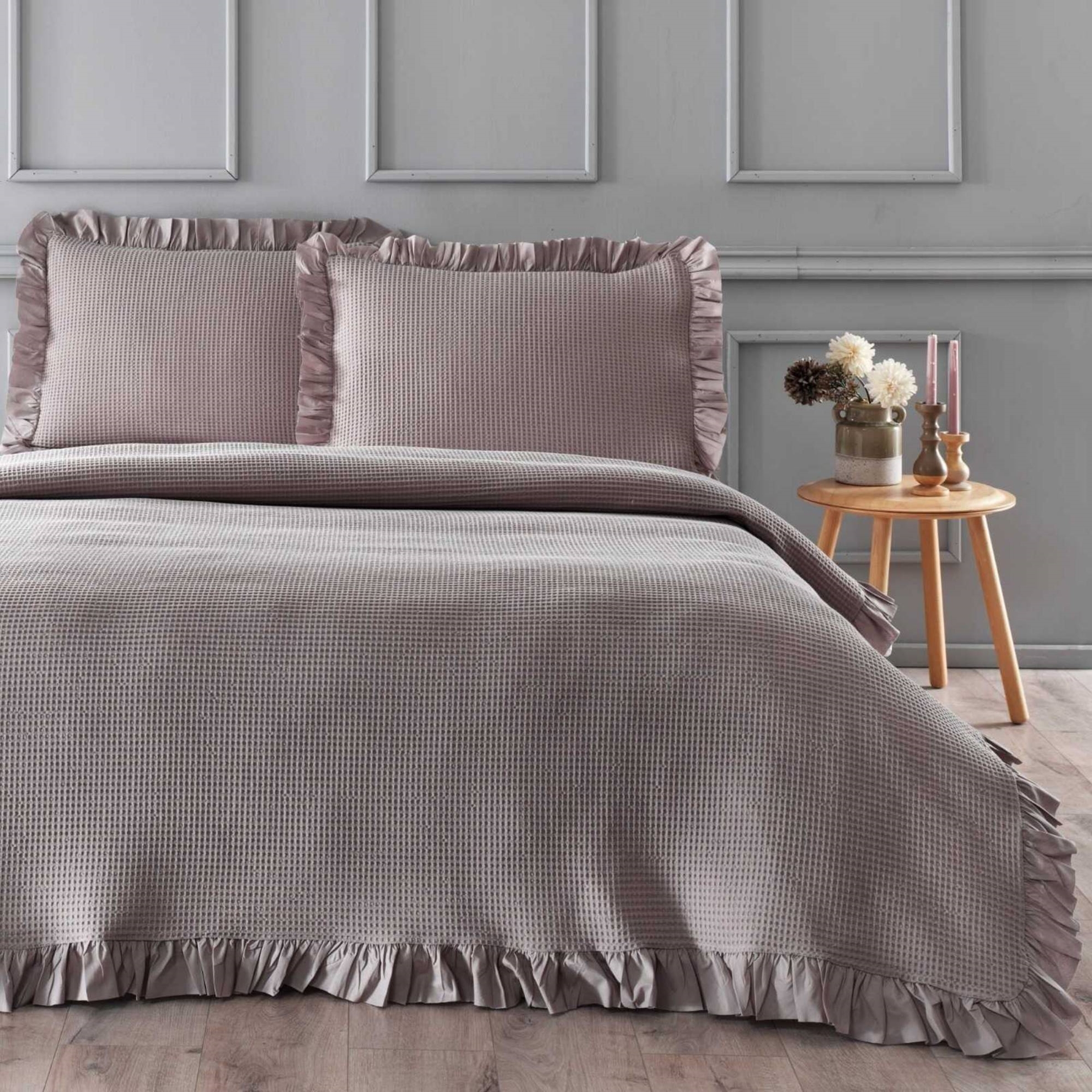 resm Linens Bsp Çift Kişilik Yatak Örtüsü Seti Vizon