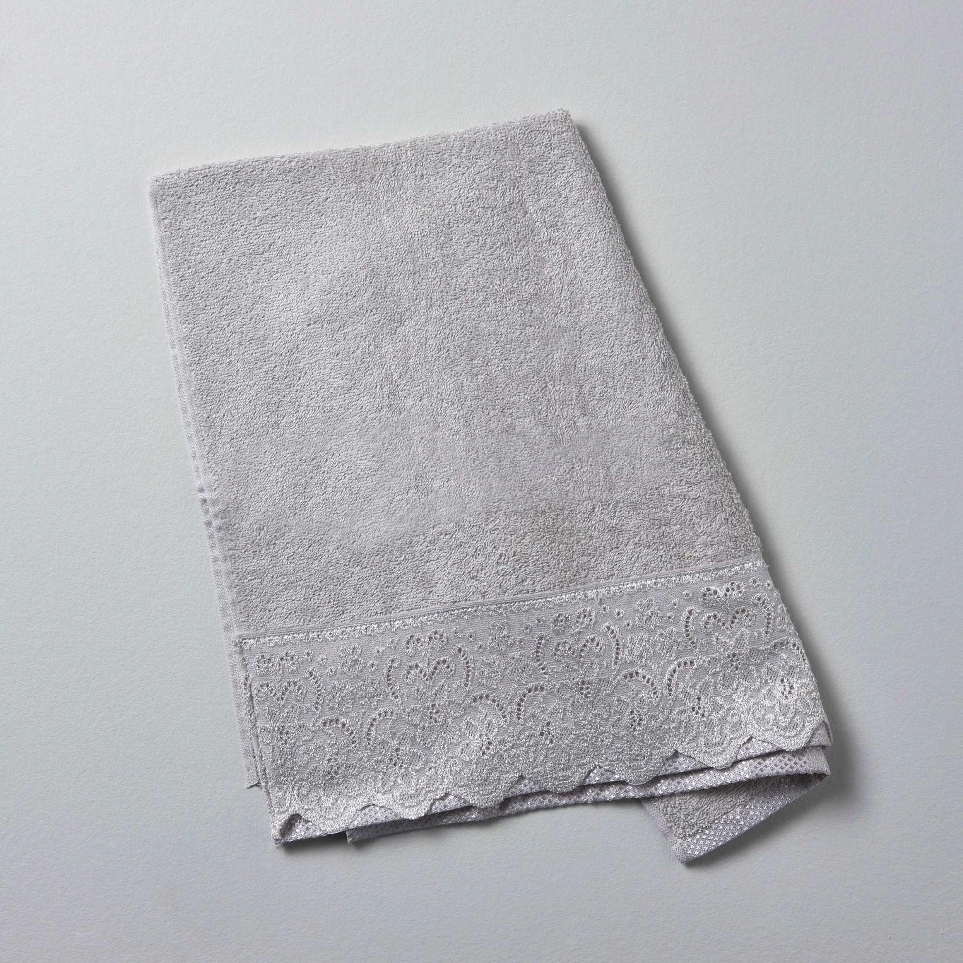 resm Linens Lace Pamuk 50x80 cm Yüz Havlusu Gri