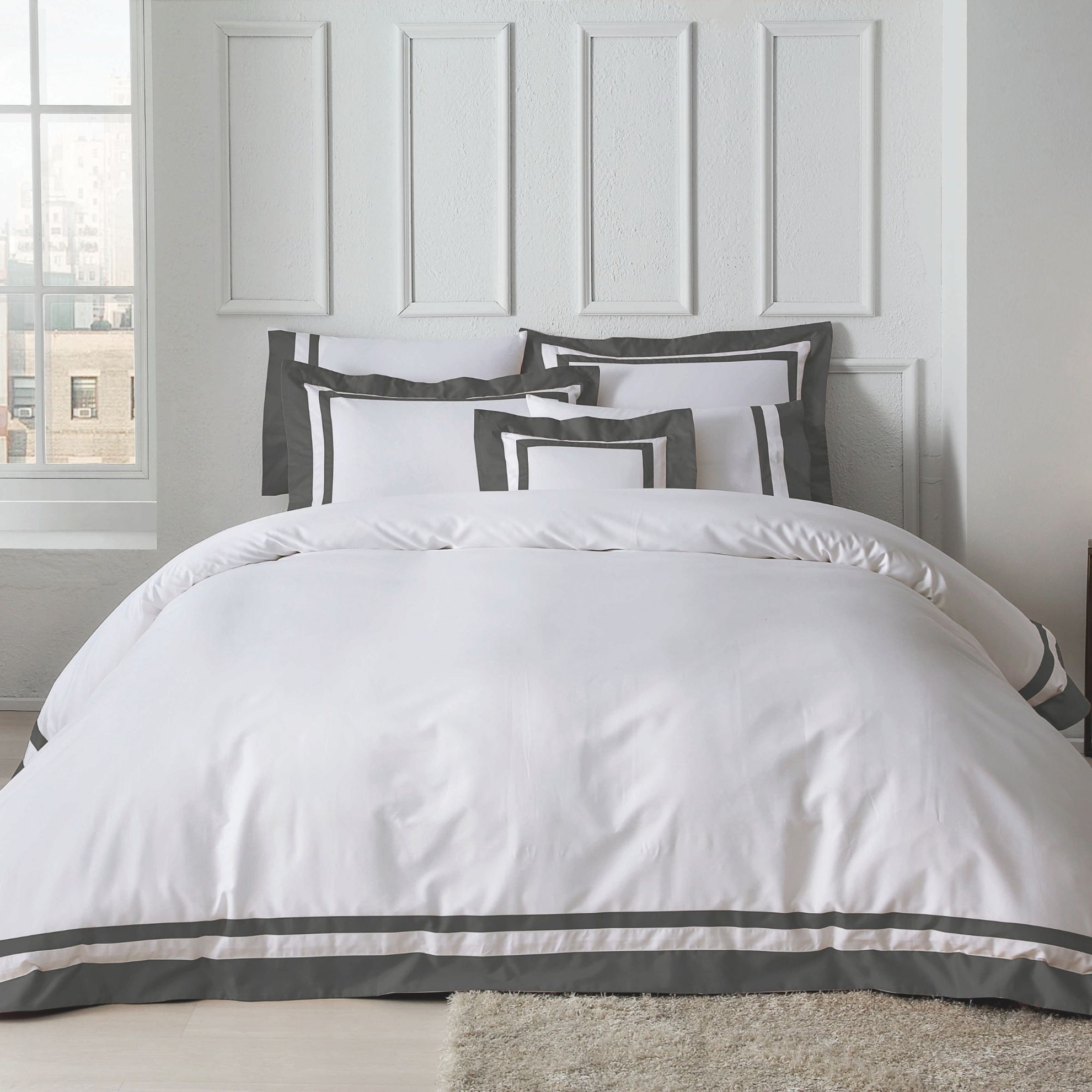 resm Valeron Nouveau Saten Çift Kişilik Nevresim Takımı Antrasit