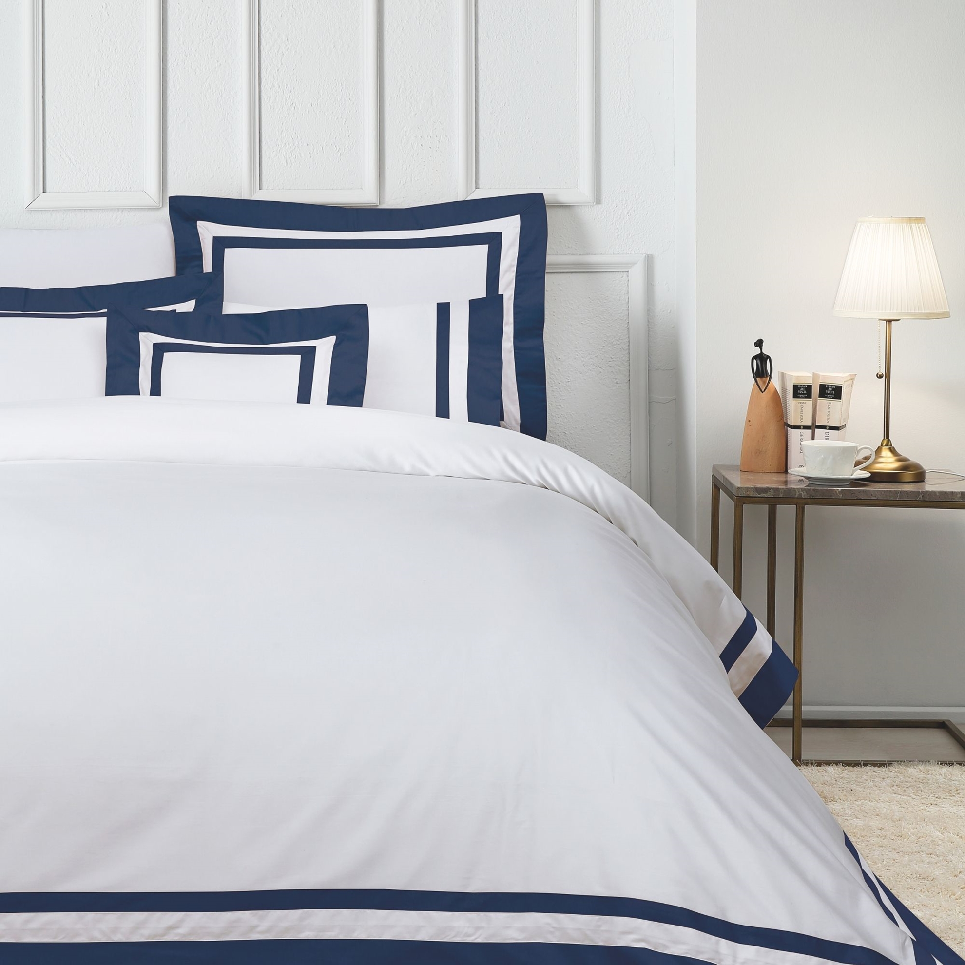 resm Valeron Nouveau Saten King Nevresim Takımı Lacivert