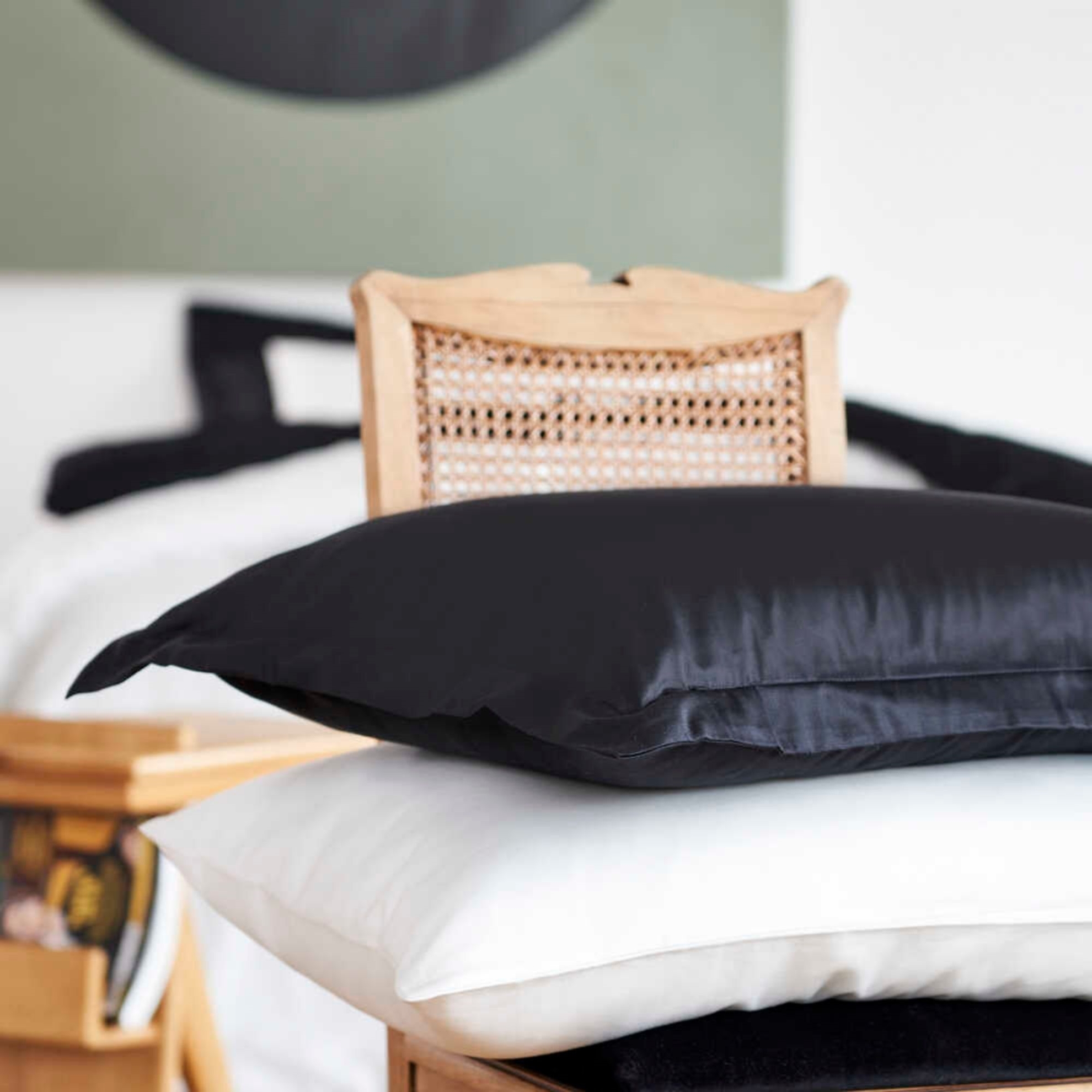 resm Linens Mix&Match Pamuk Saten 2'li Volanlı Yastık Kılıfı Seti Siyah