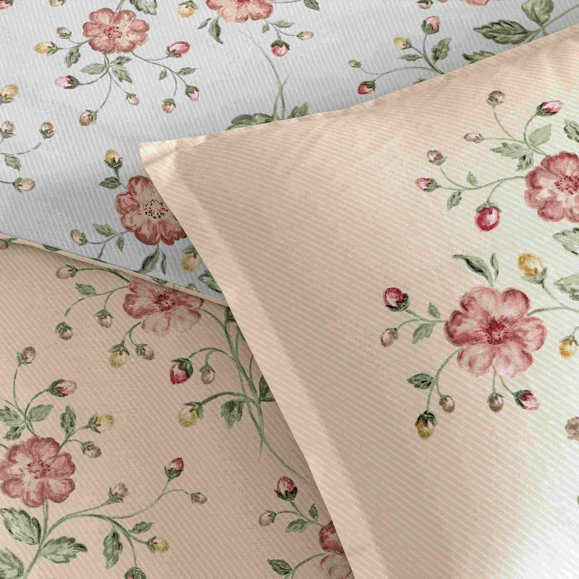 resm Linens Allday Fleur Pamuk Saten Çift Kişilik Nevresim Takımı Krem