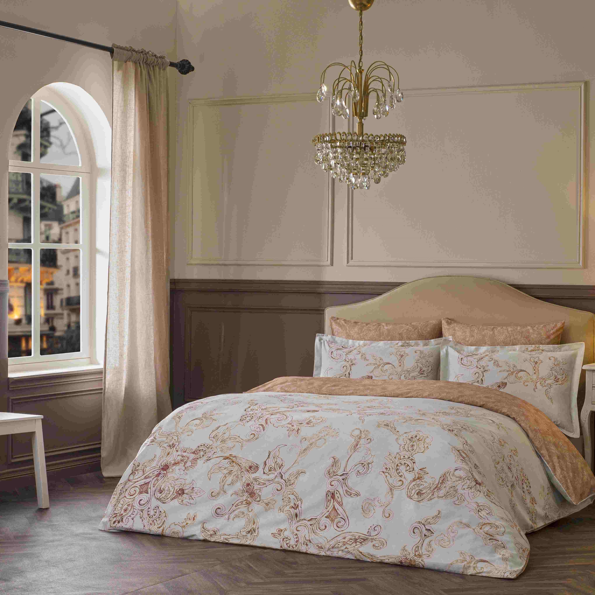 resm Linens Etienne Pamuk Saten King Nevresim Takımı Gri