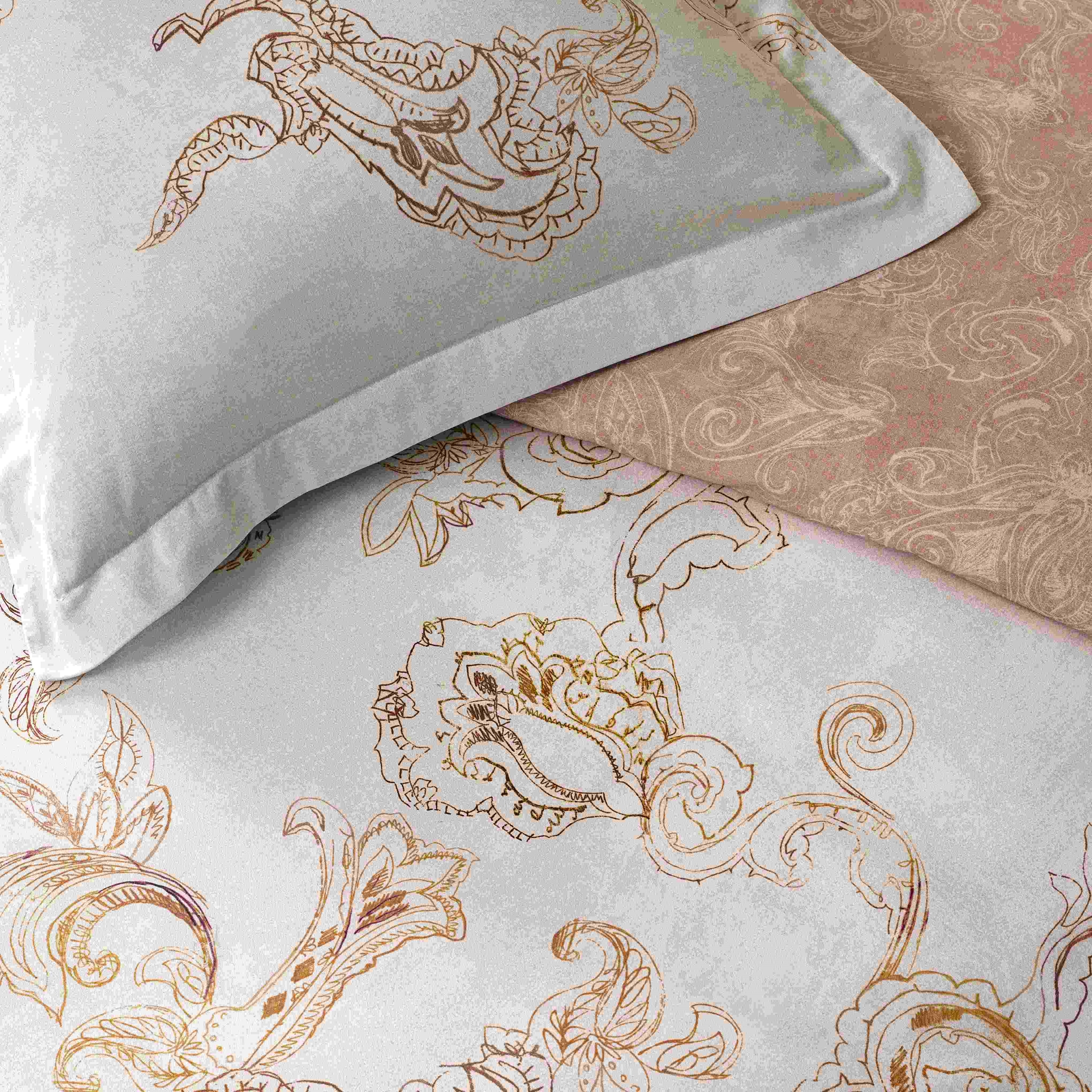 resm Linens Etienne Pamuk Saten King Nevresim Takımı Gri