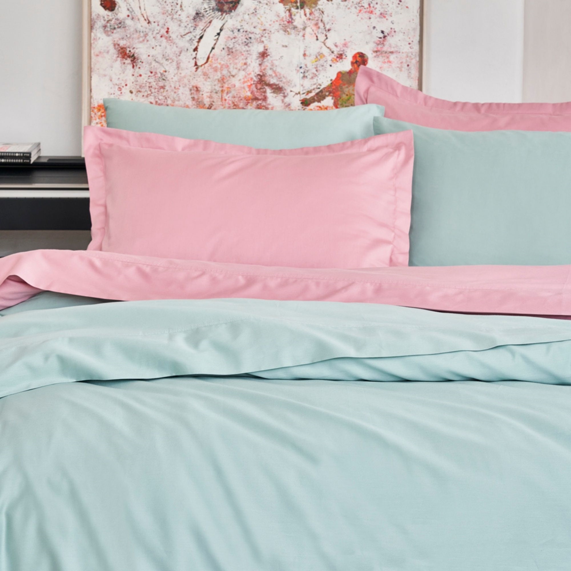 resm Linens Mix&Match Pamuk Tek Kişilik Saten Çarşaf Gül Kurusu