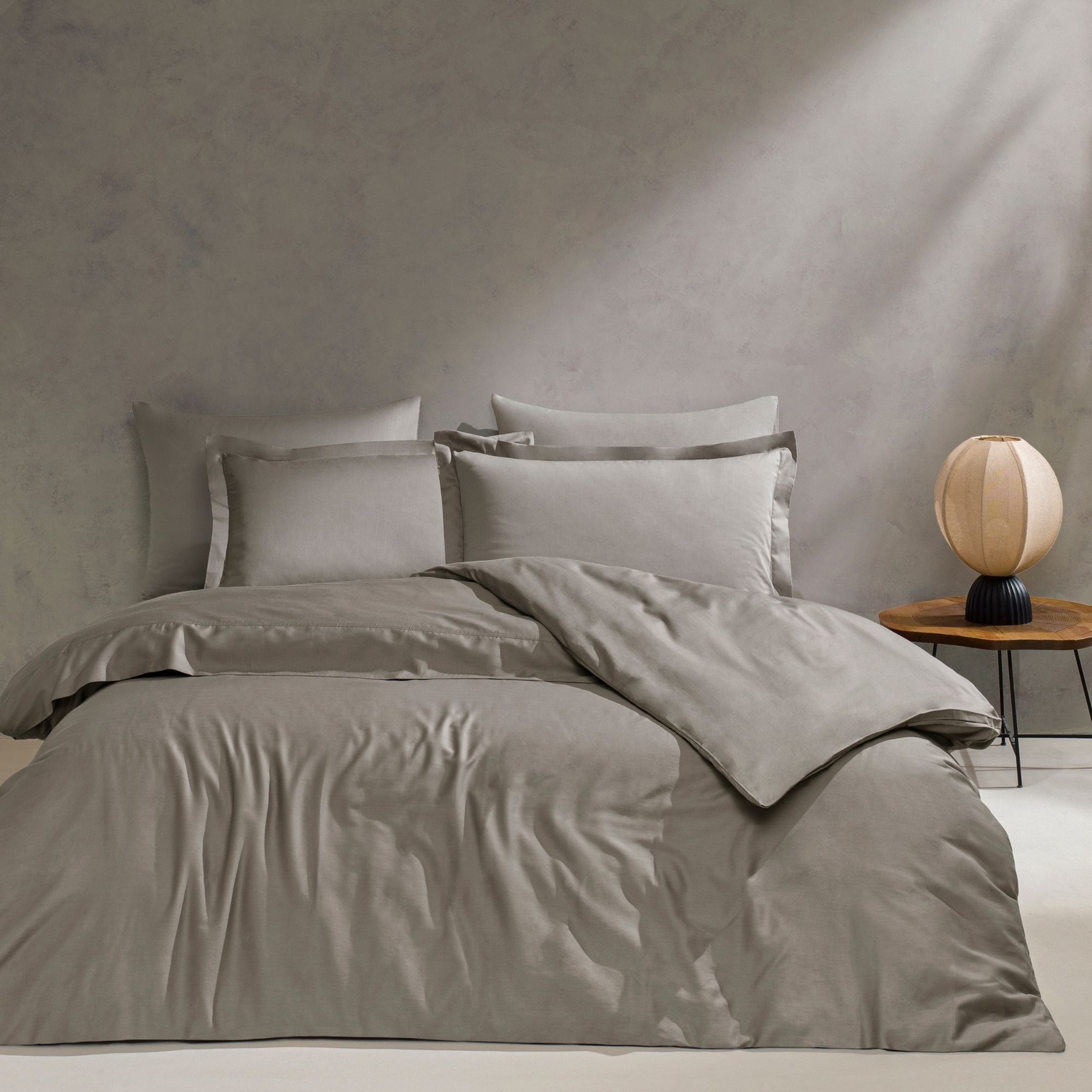 resm Linens Mix&Match Pamuk Saten King Size Nevresim Kılıfı Vizon