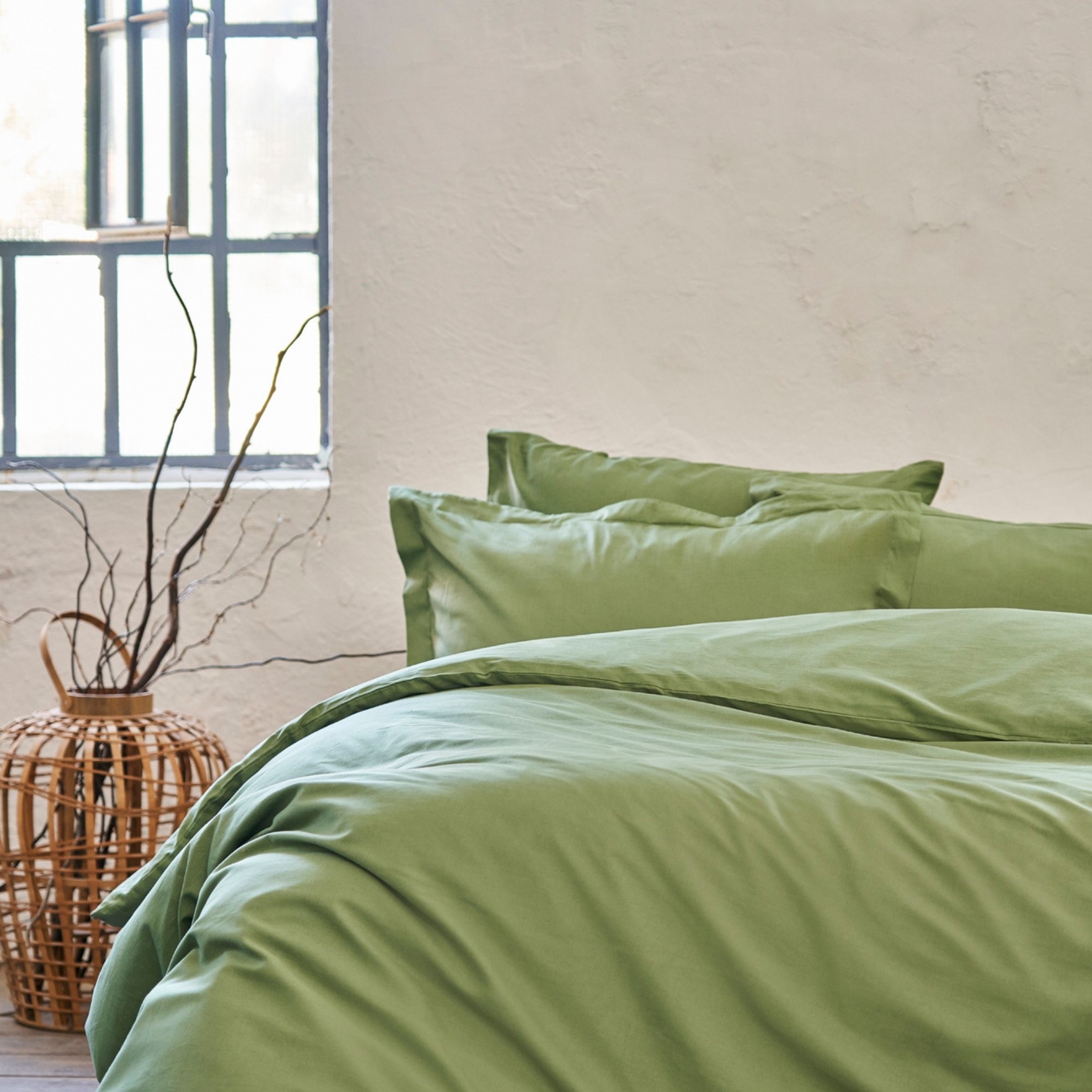 resm Linens Mix&Match Pamuk Saten 2'li Standart Yastık Kılıfı Seti Koyu Yeşil