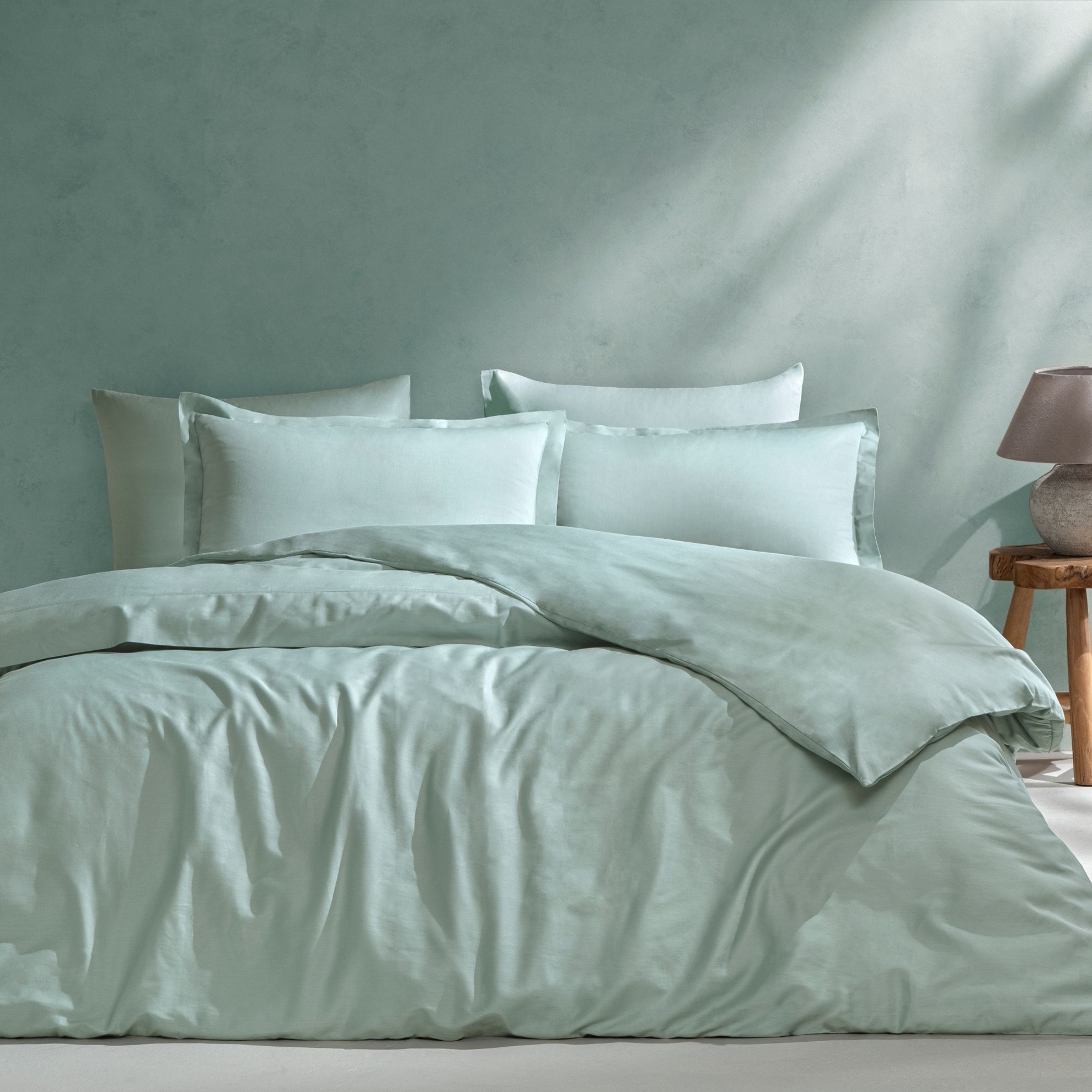 resm Linens Mix&Match Pamuk Saten Çift Kişilik Nevresim Kılıfı Yeşil