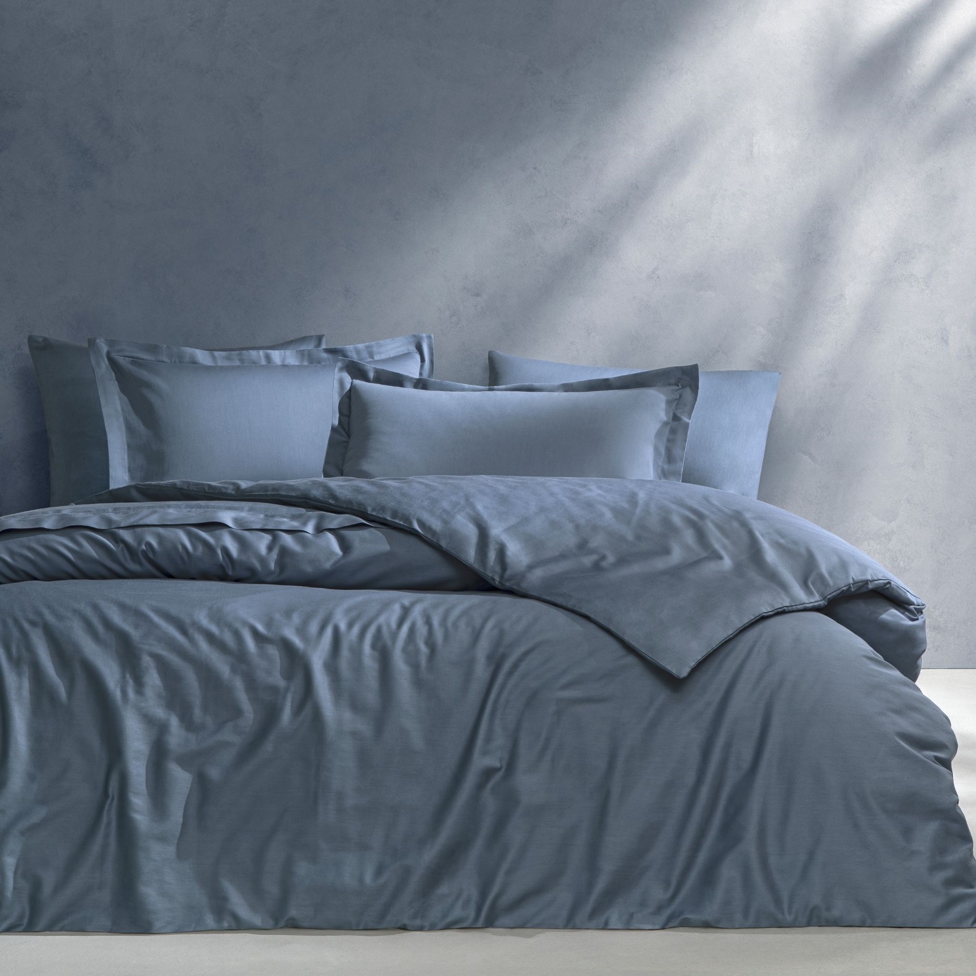 resm Linens Mix&Match Pamuk Tek Kişilik Saten Nevresim Kılıfı indigo