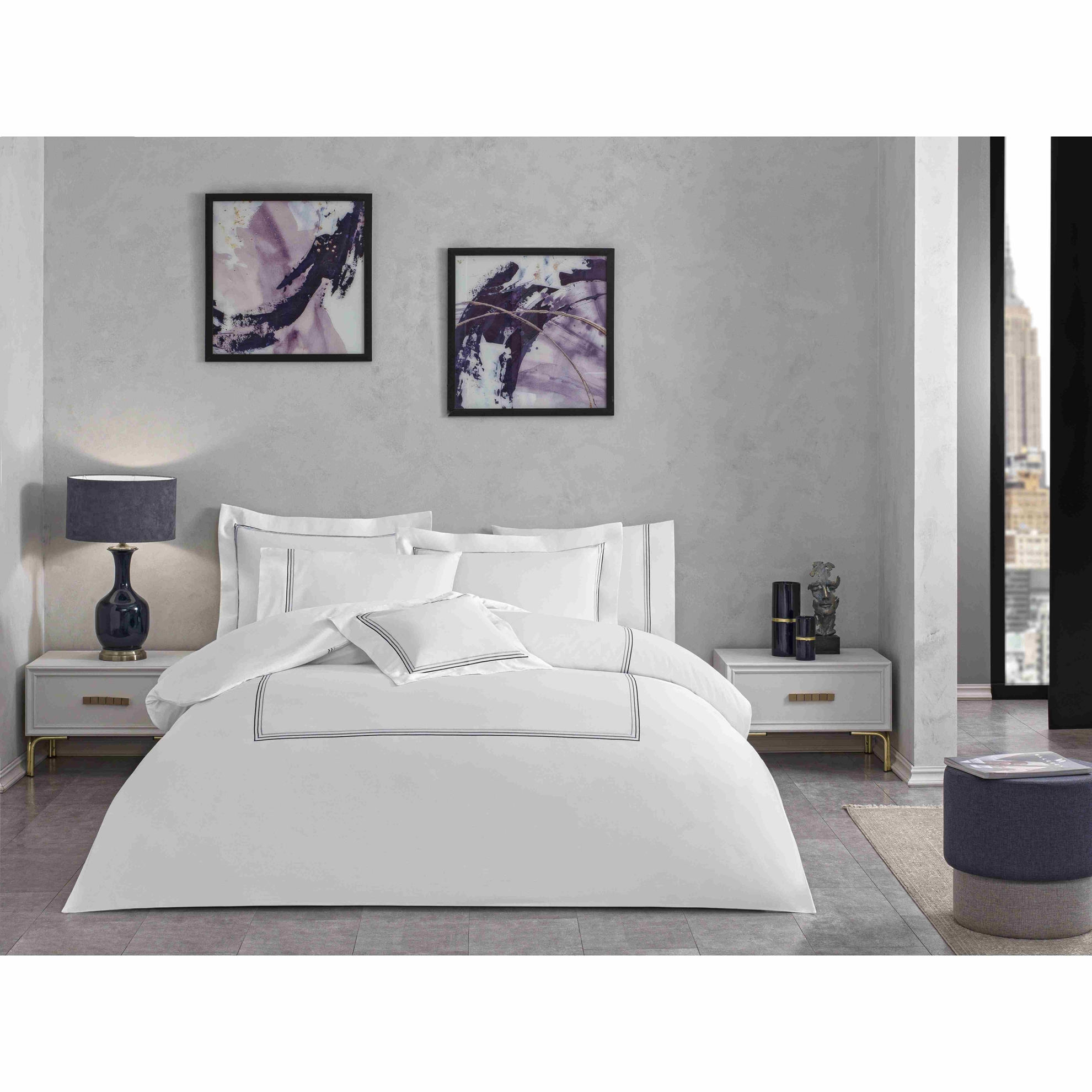 resm Valeron Trio Saten Superking Nevresim Takımı Antrasit