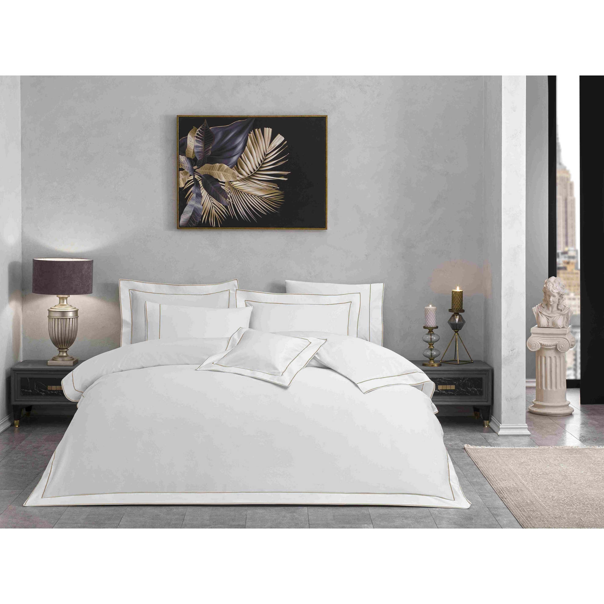 resm Valeron Duo Saten Süper King Nevresim Takımı Camel