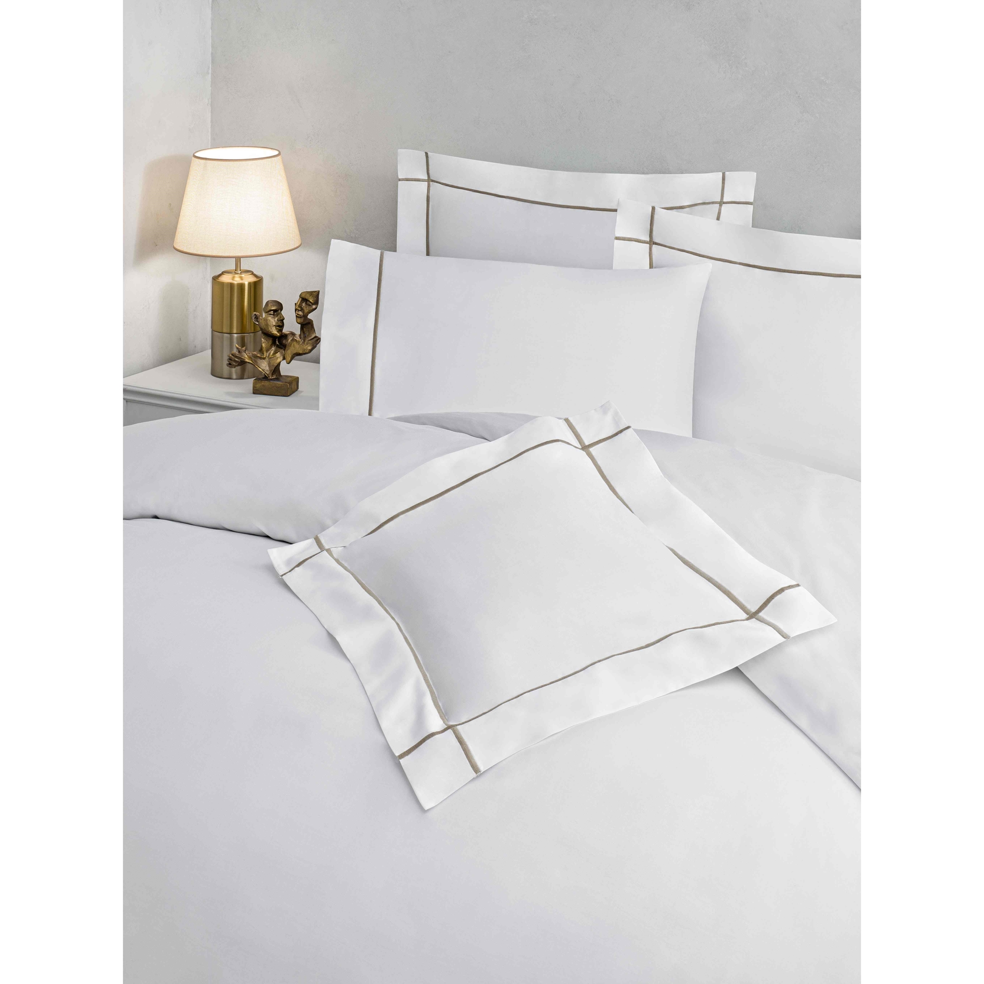 resm Valeron Mono Saten Çift Kişilik Nevresim Takımı Camel