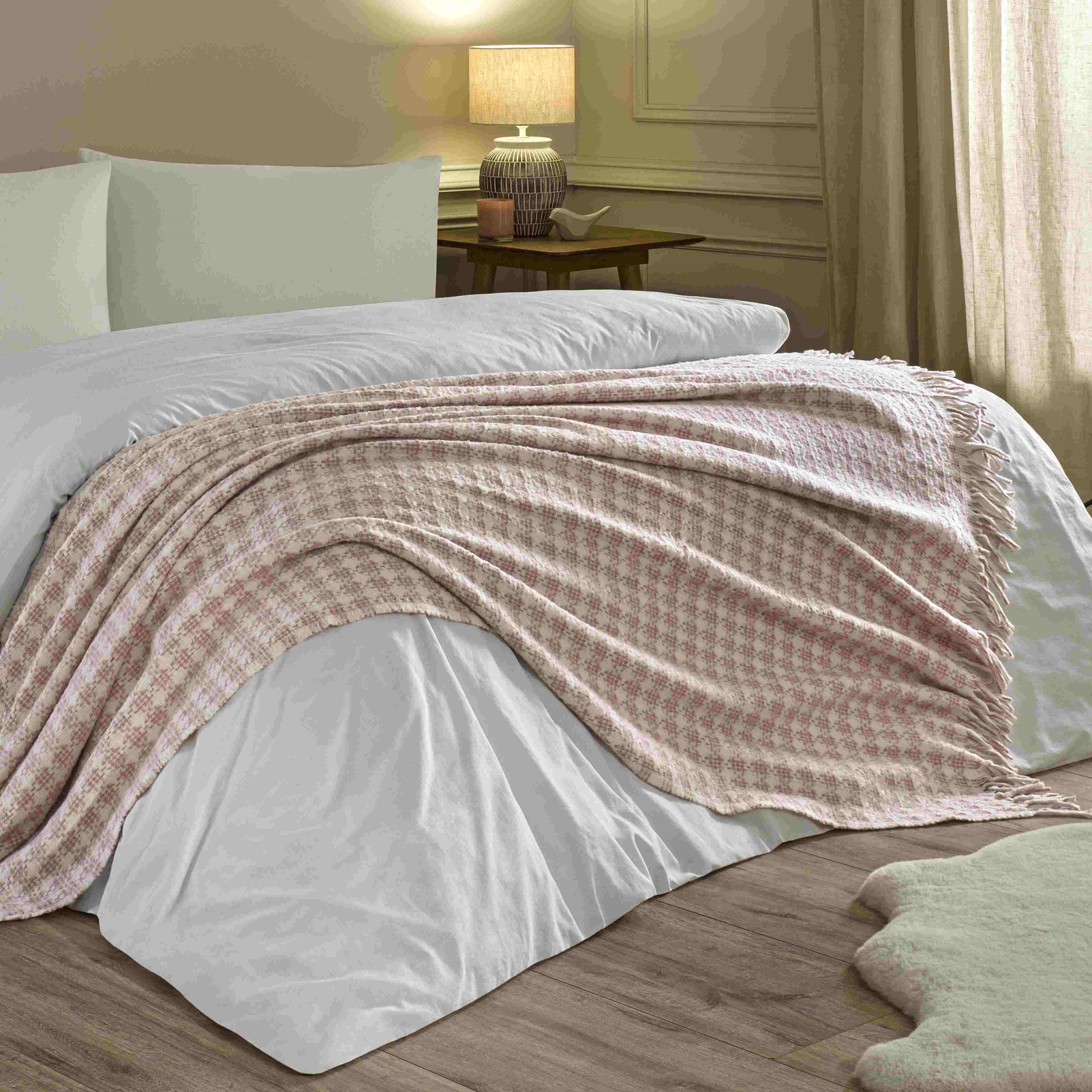 resm Linens Plumea Throw / Tv Battaniyesi Gül Kurusu Tek Kişilik