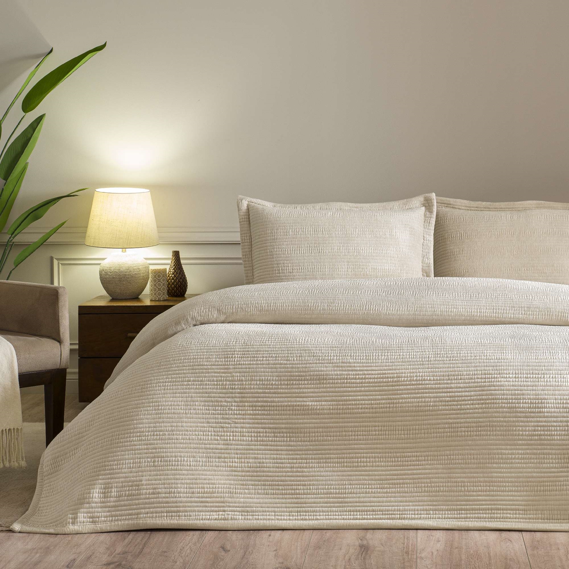 resm Linens Velona Çift Kişilik Yatak Örtüsü Seti Kum