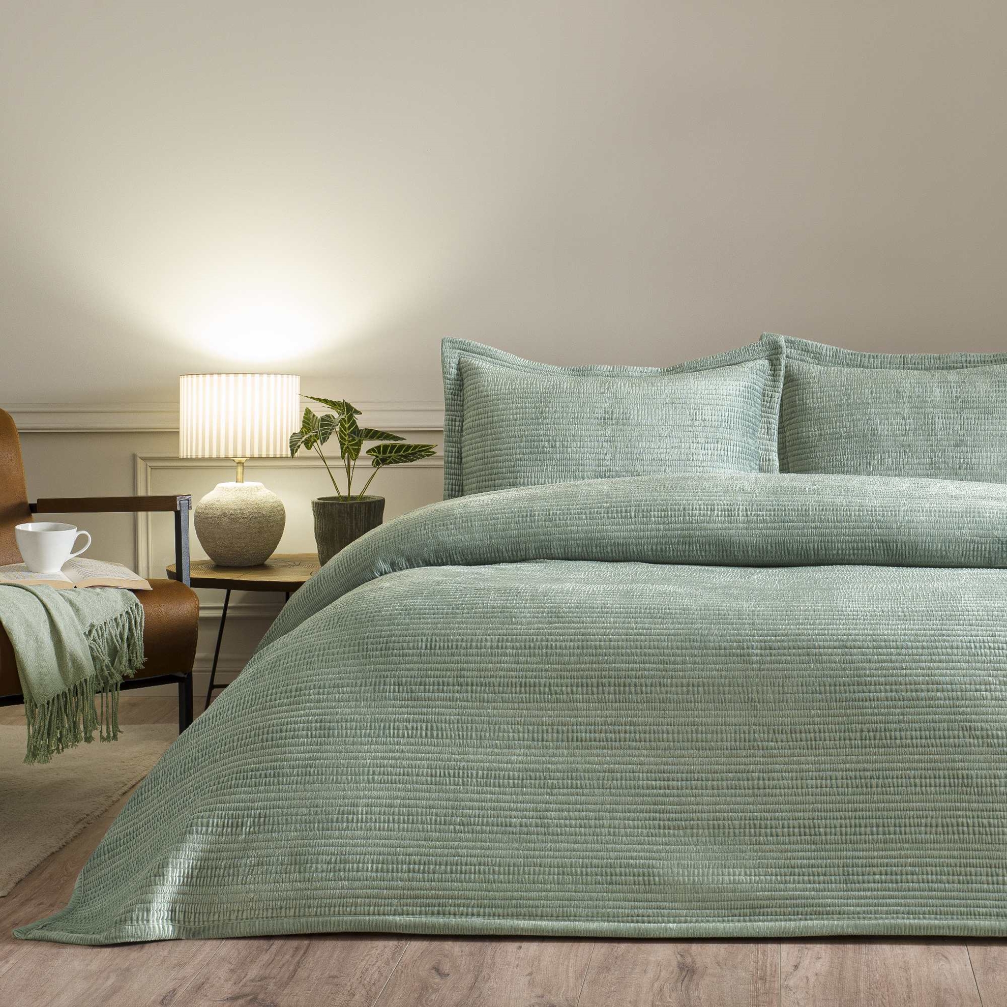 resm Linens Velona Çift Kişilik Yatak Örtüsü Seti Yeşil