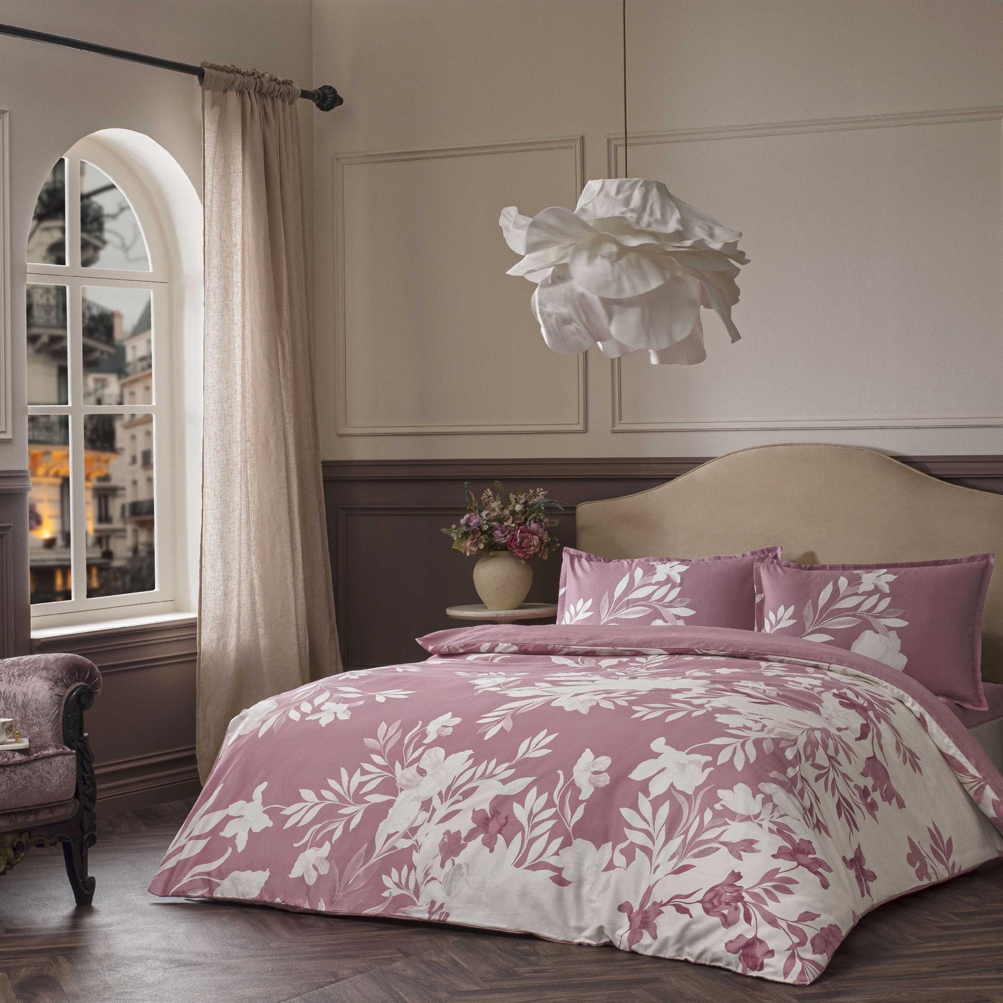 resm Linens Allday Pale Pamuk Saten Çift Kişilik Nevresim Takımı Pembe