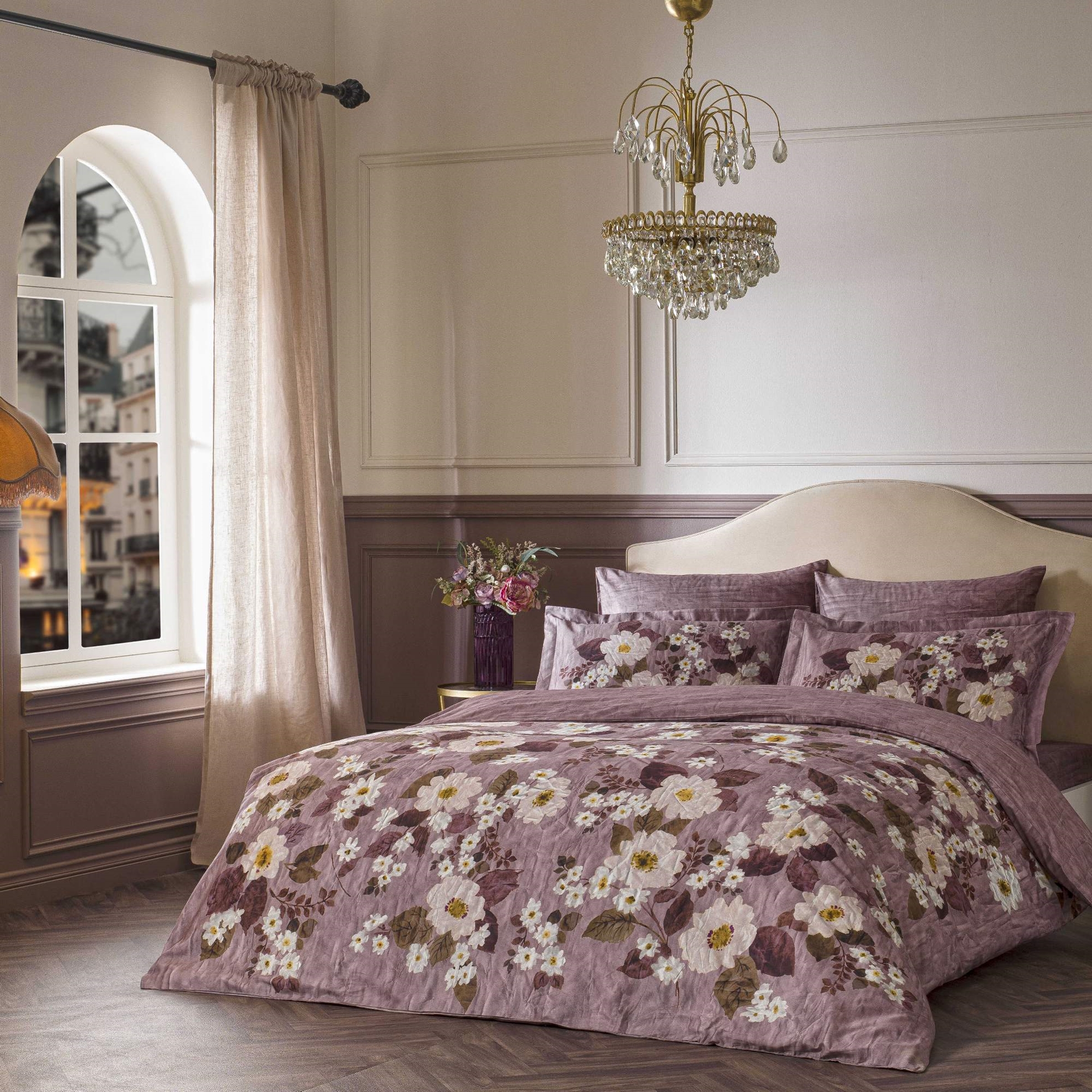 resm Linens Velour Pamuk Saten Çift Kişilik Nevresim Takımı Pembe