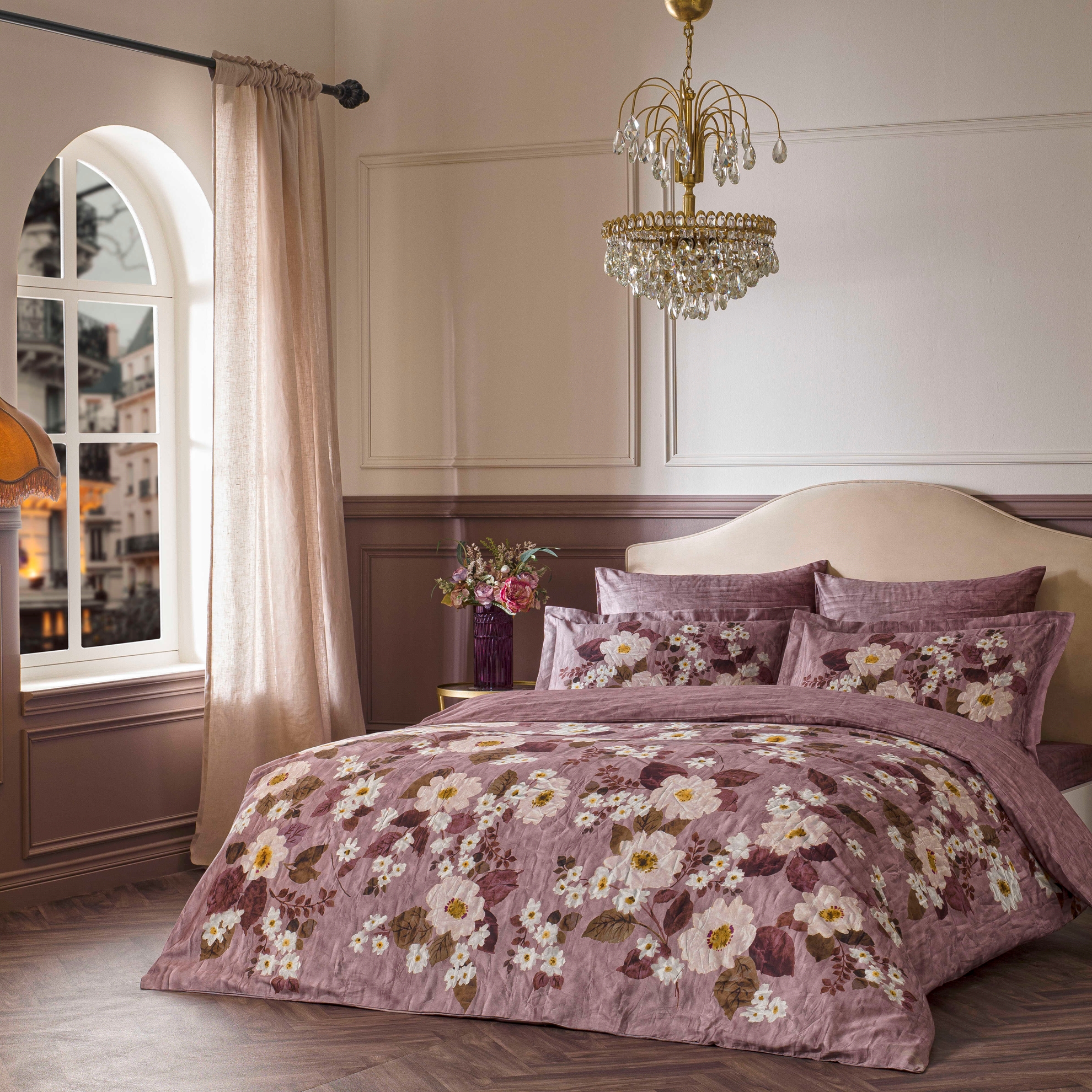 resm Linens Velour Pamuk Saten King Nevresim Takımı Pembe