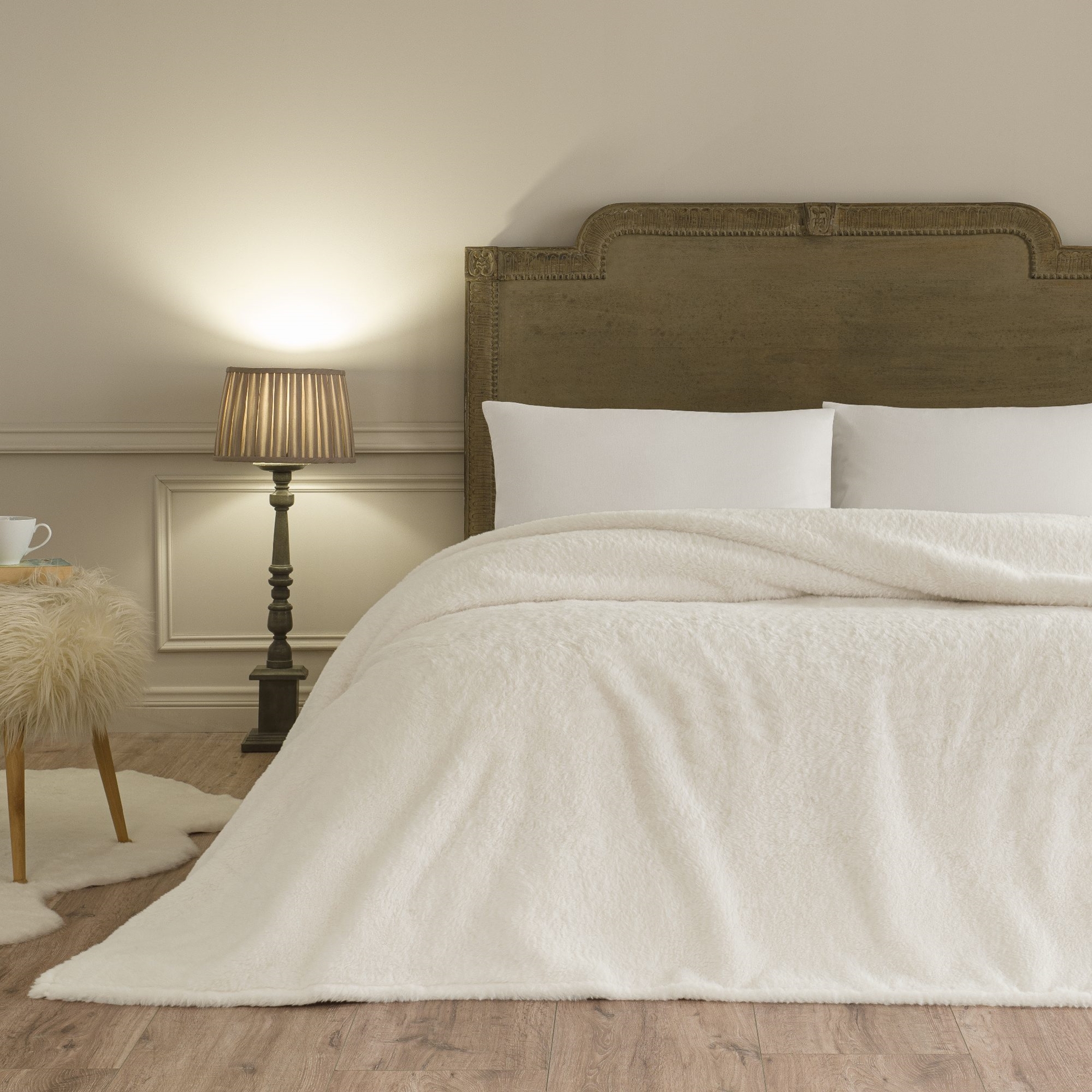 resm Linens Mathie Çift Kişilik Ekru Battaniye